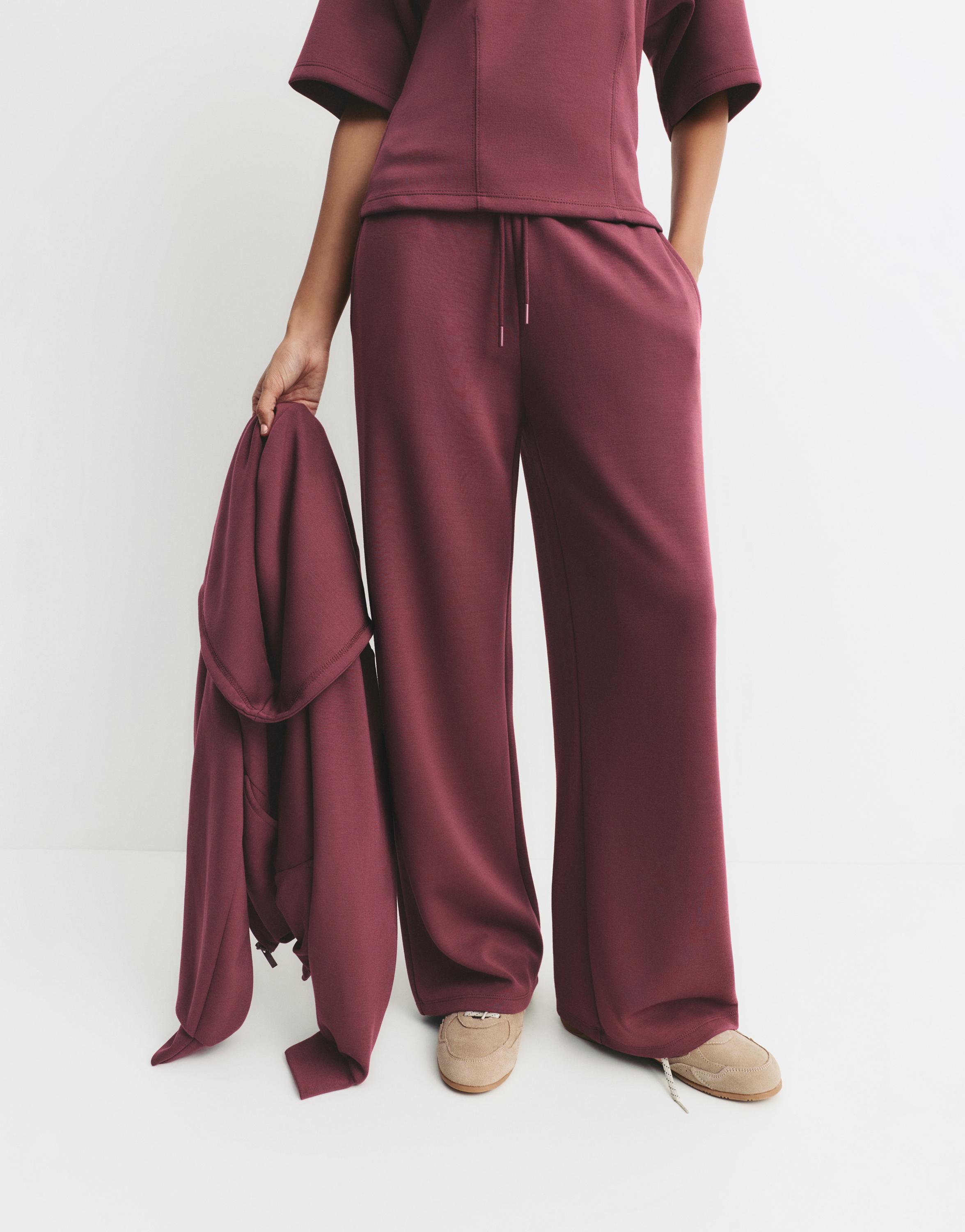 Soft-touch wide-leg trousers — Aubergine