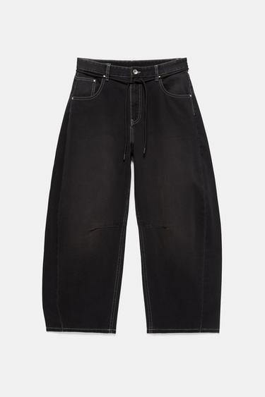Graphic belt barrel jeans — Black 6