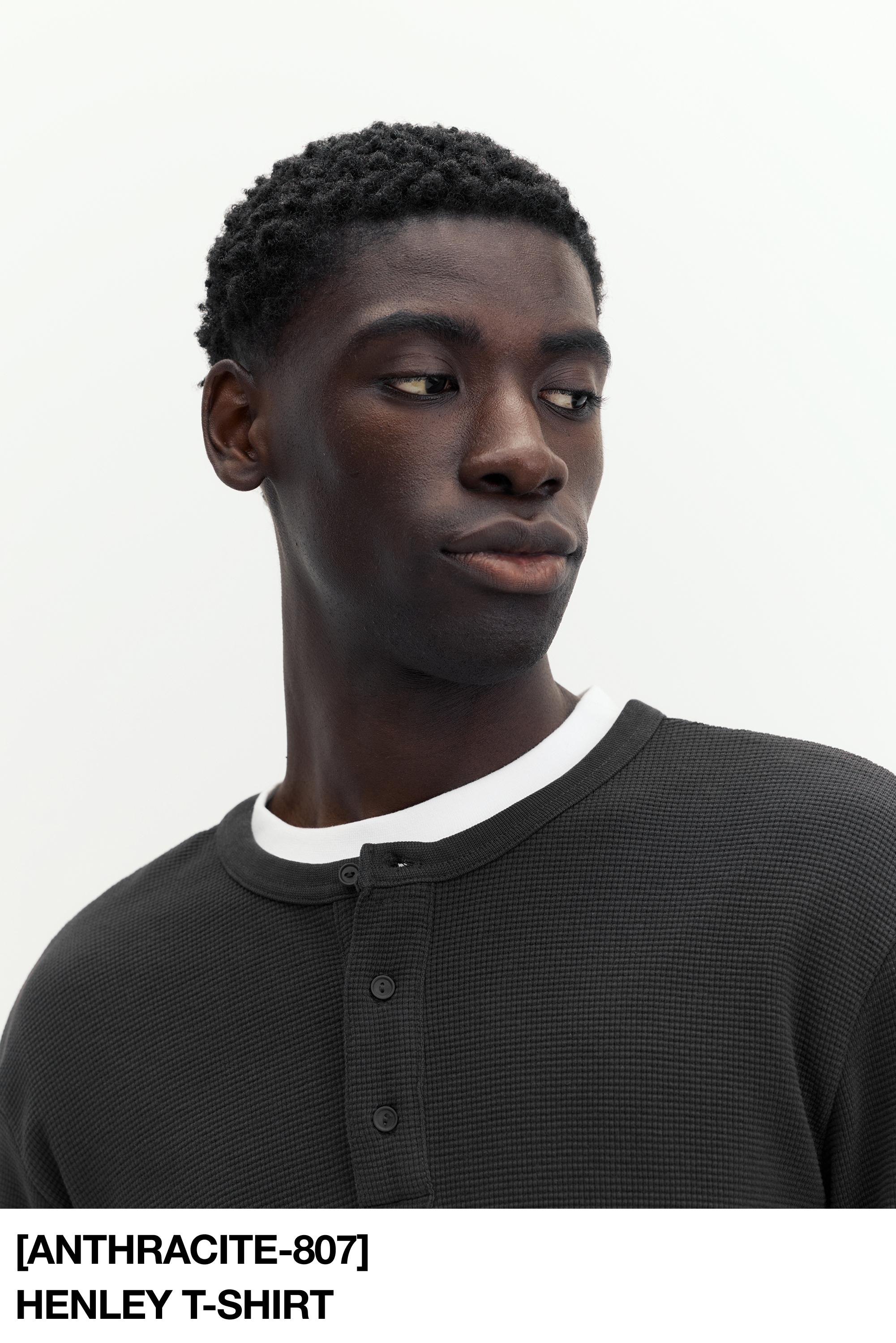 Waffle-knit long sleeve T-shirt — Anthracite grey
