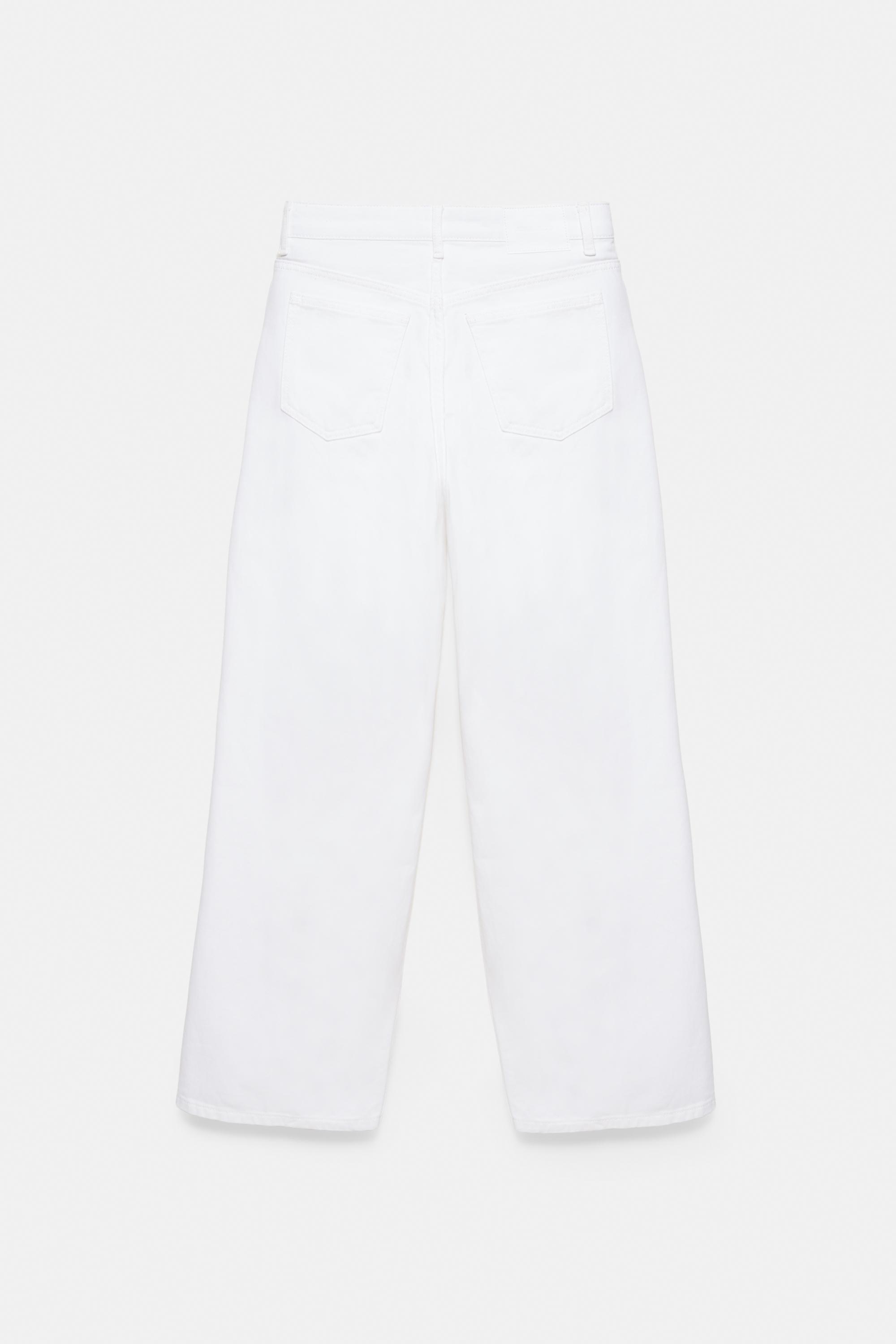 White crossover waist baggy jeans — White