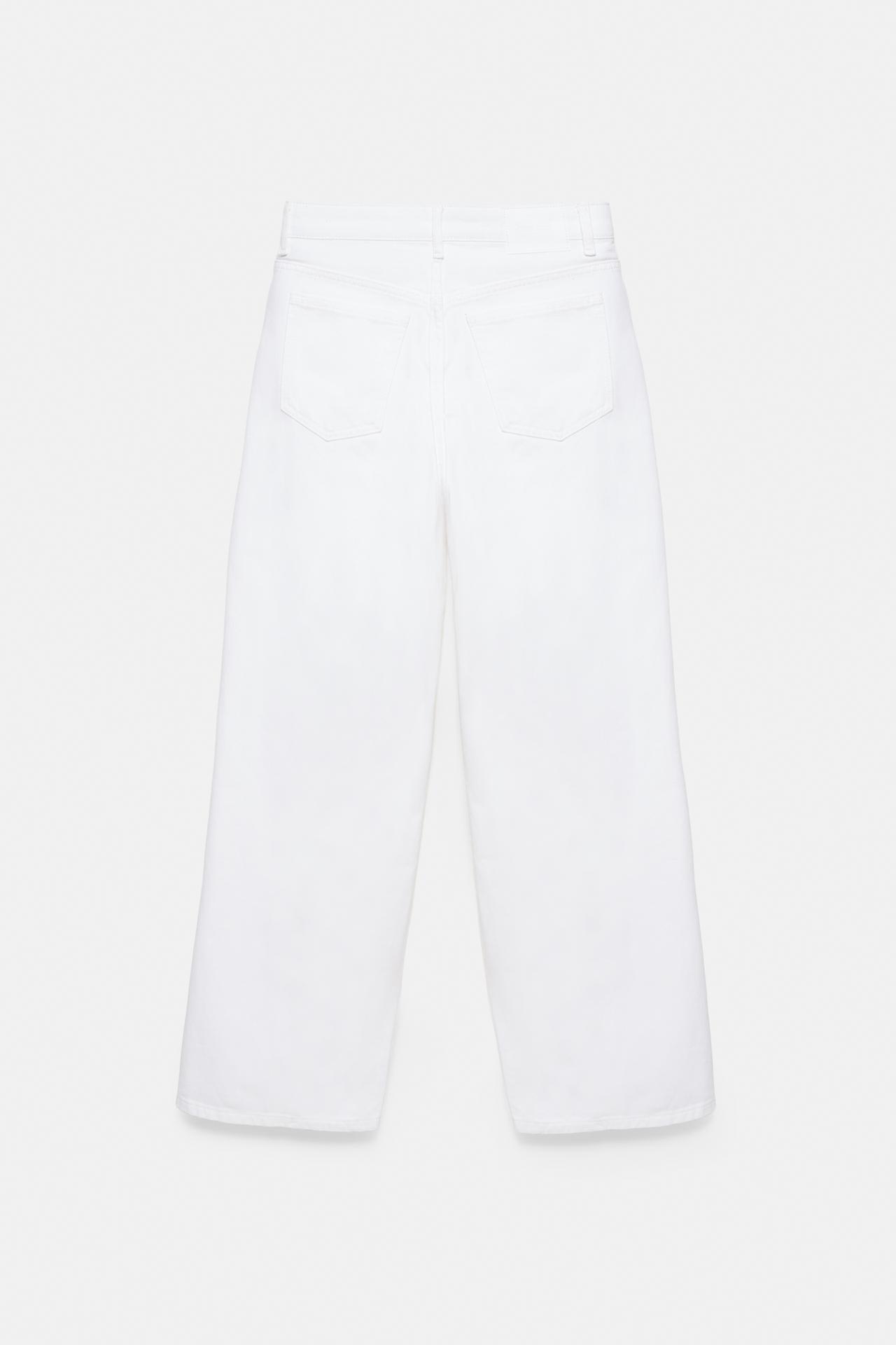 White crossover waist baggy jeans — White