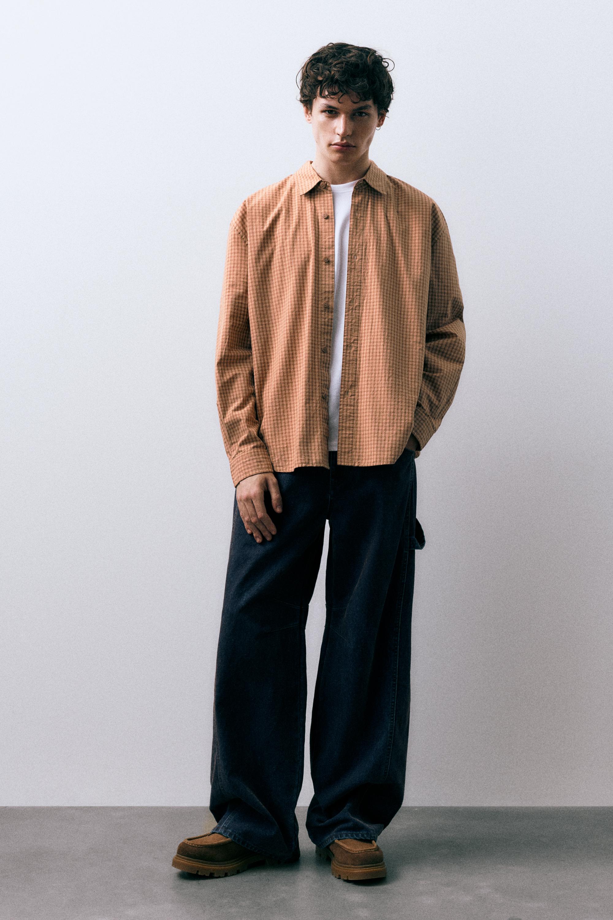 Orange check shirt — Orange
