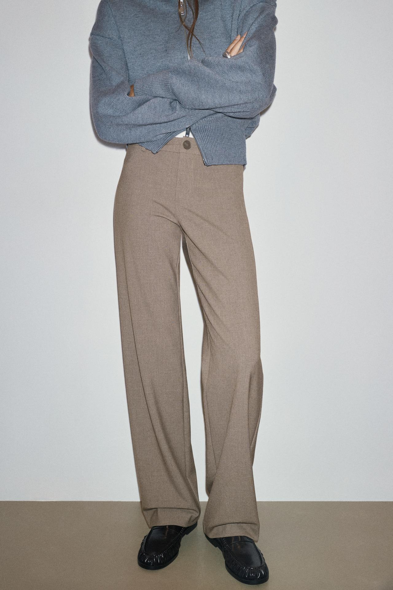 Slim fit straight smart trousers — Mole brown