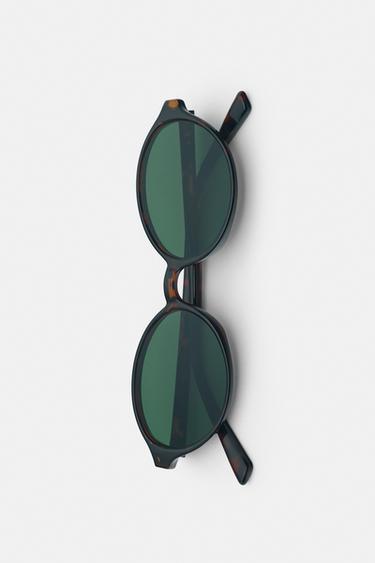 Resin oval sunglasses — Brown 5
