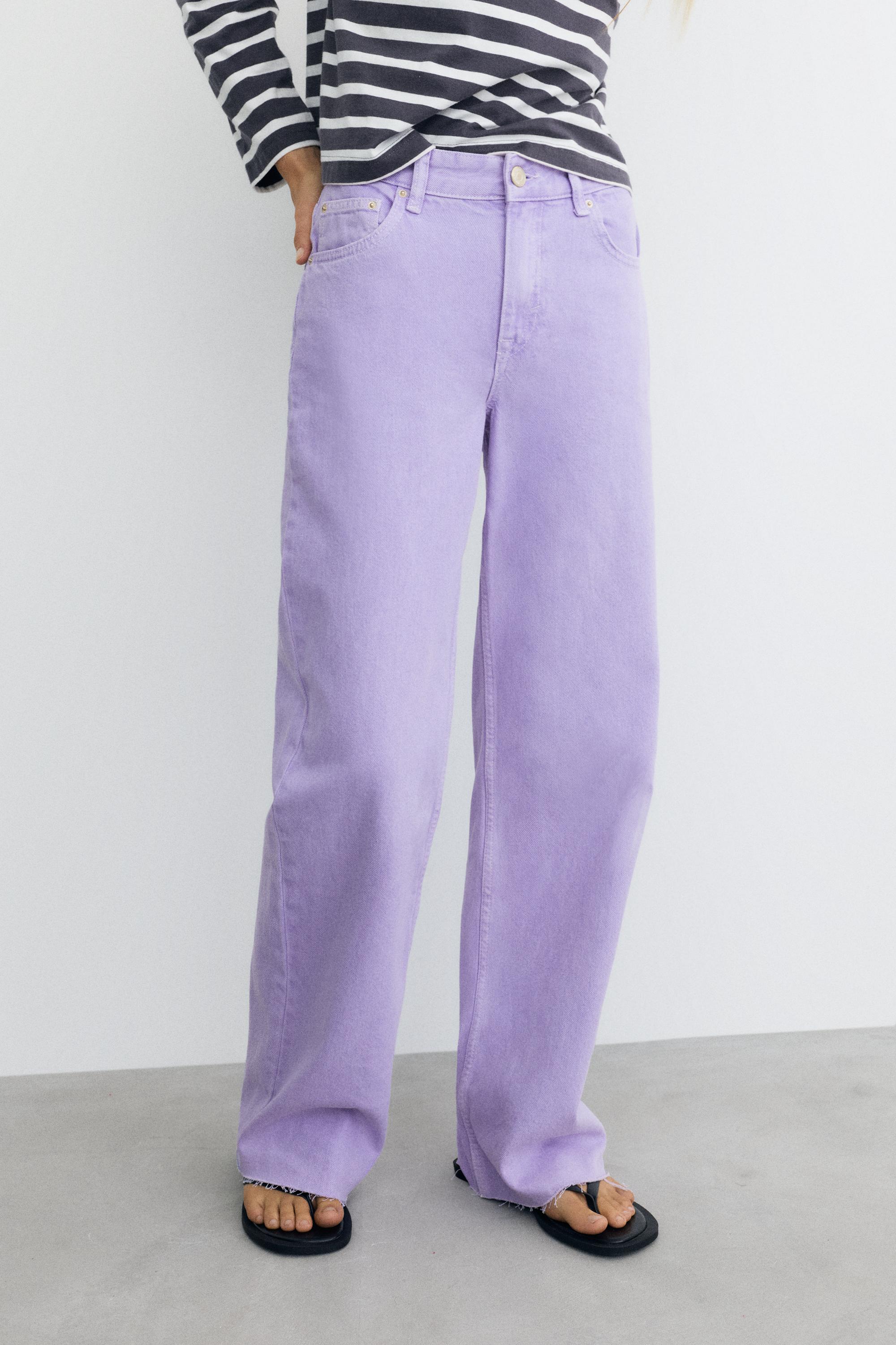 High-waist wide straight-leg jeans — Lilac