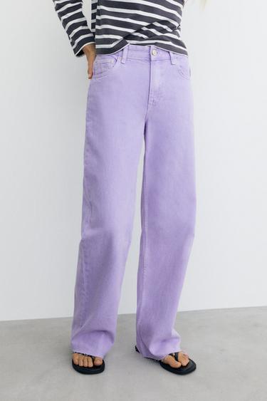 High-waist wide straight-leg jeans — Lilac 2