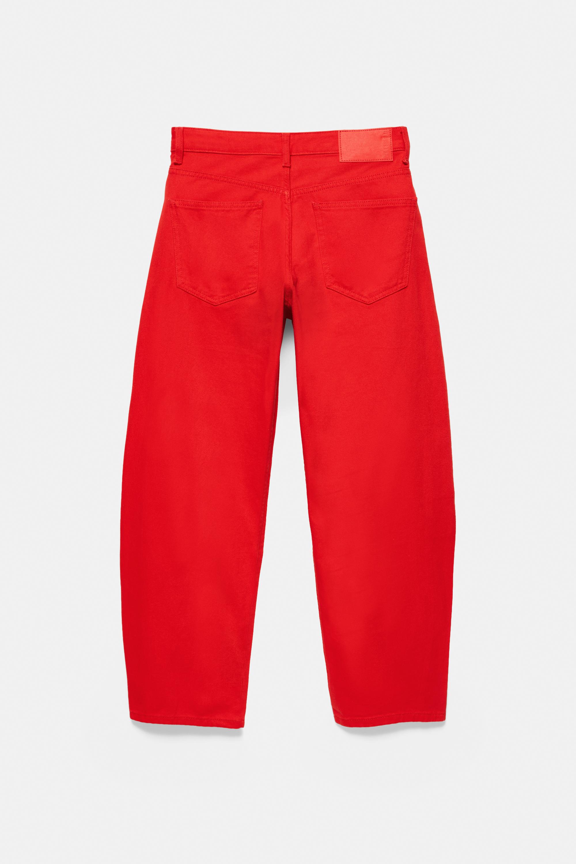 Low-rise barrel jeans — Red