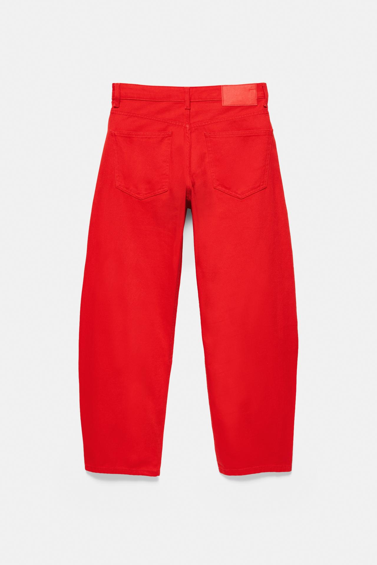 Low-rise barrel jeans — Red