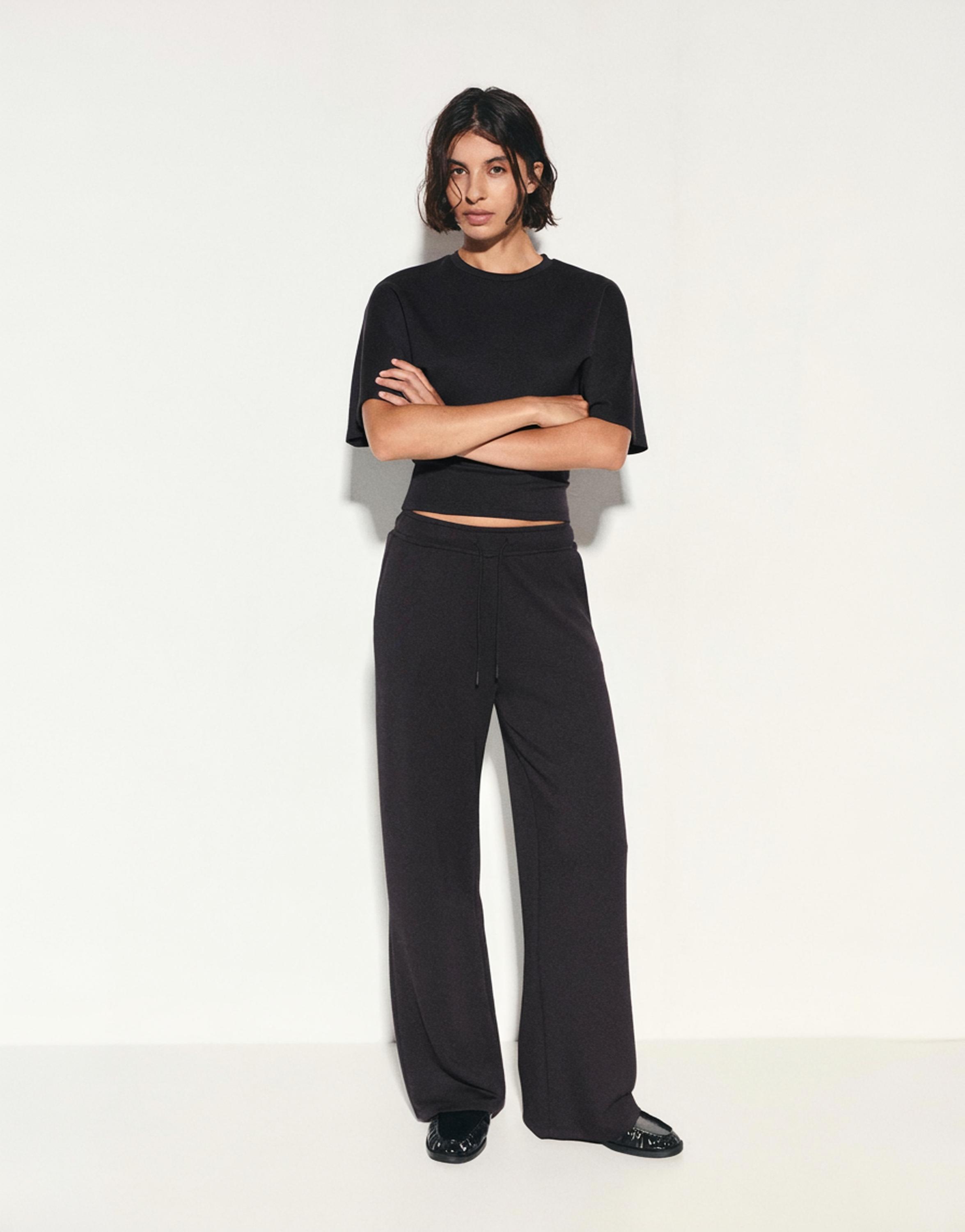 Modal wide-leg trousers — Anthracite grey