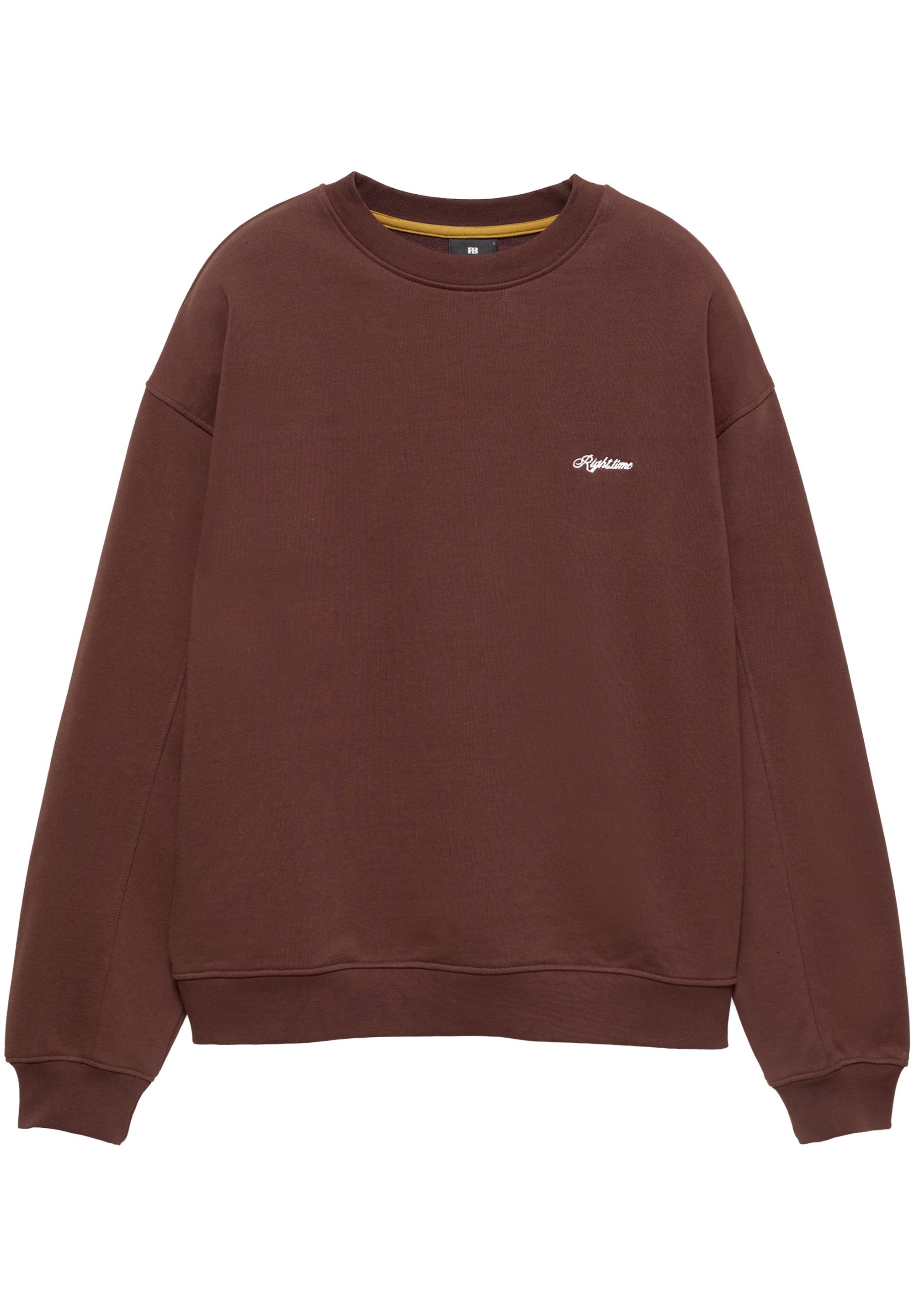 Embroidered round neck sweatshirt — Brown