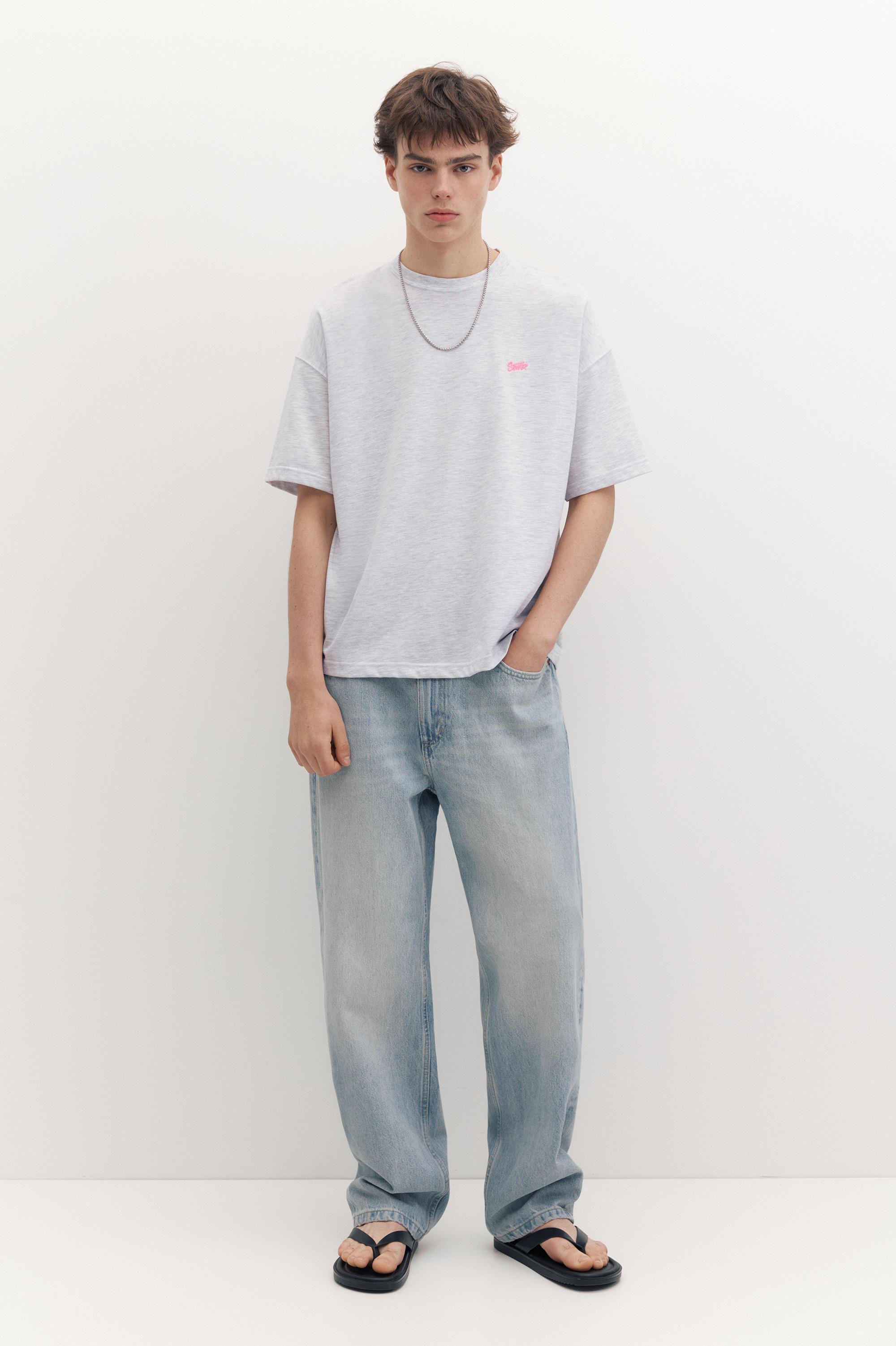 Boxy STWD logo T-shirt — Medium grey