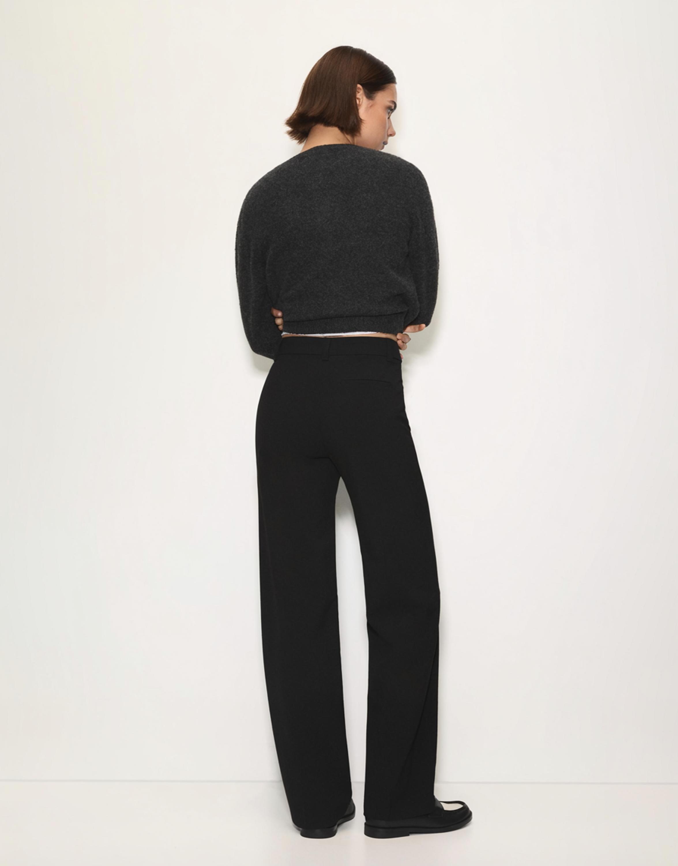 Smart high-waist straight-leg trousers — Black