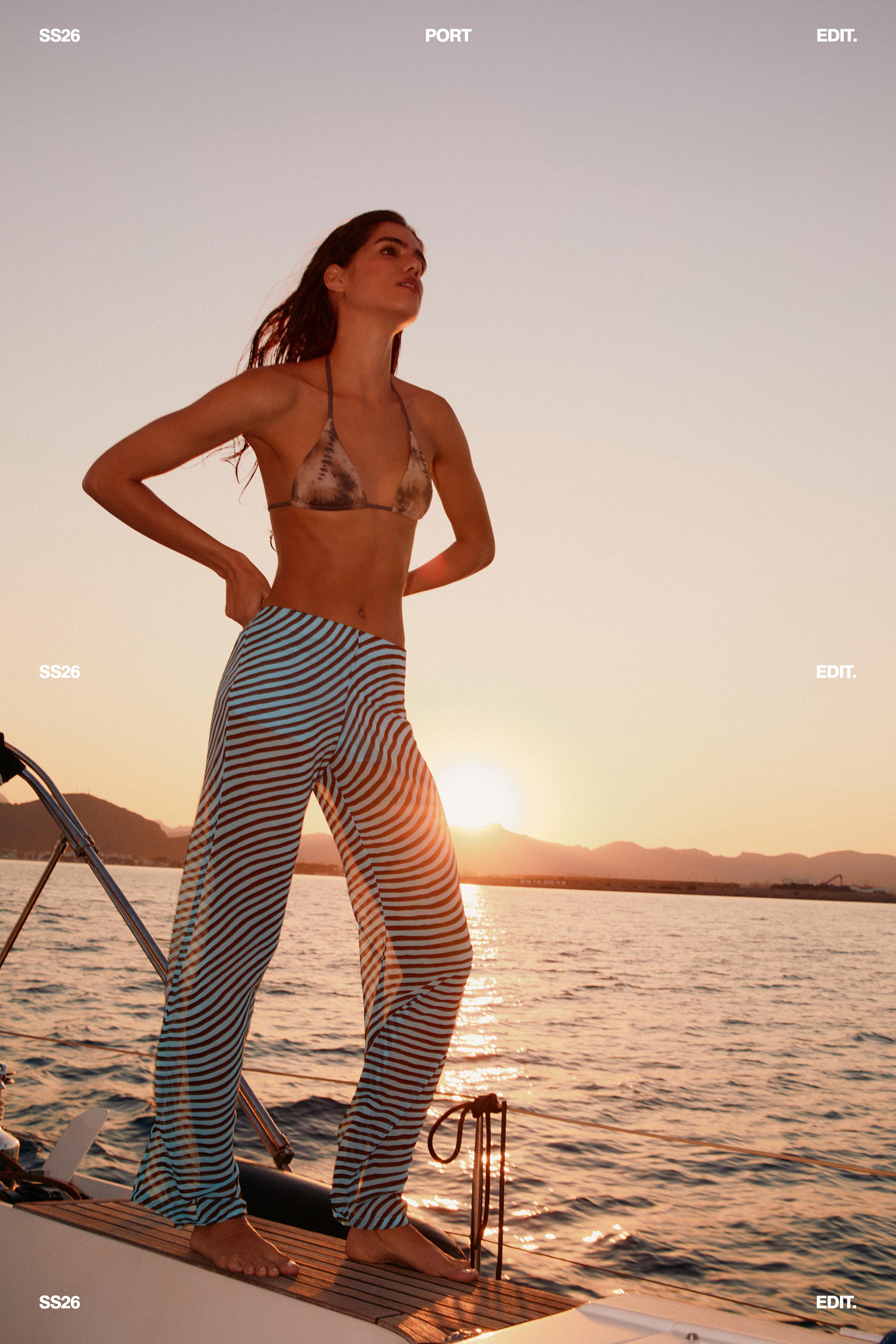 Wavy flowing trousers — Brown/Blue