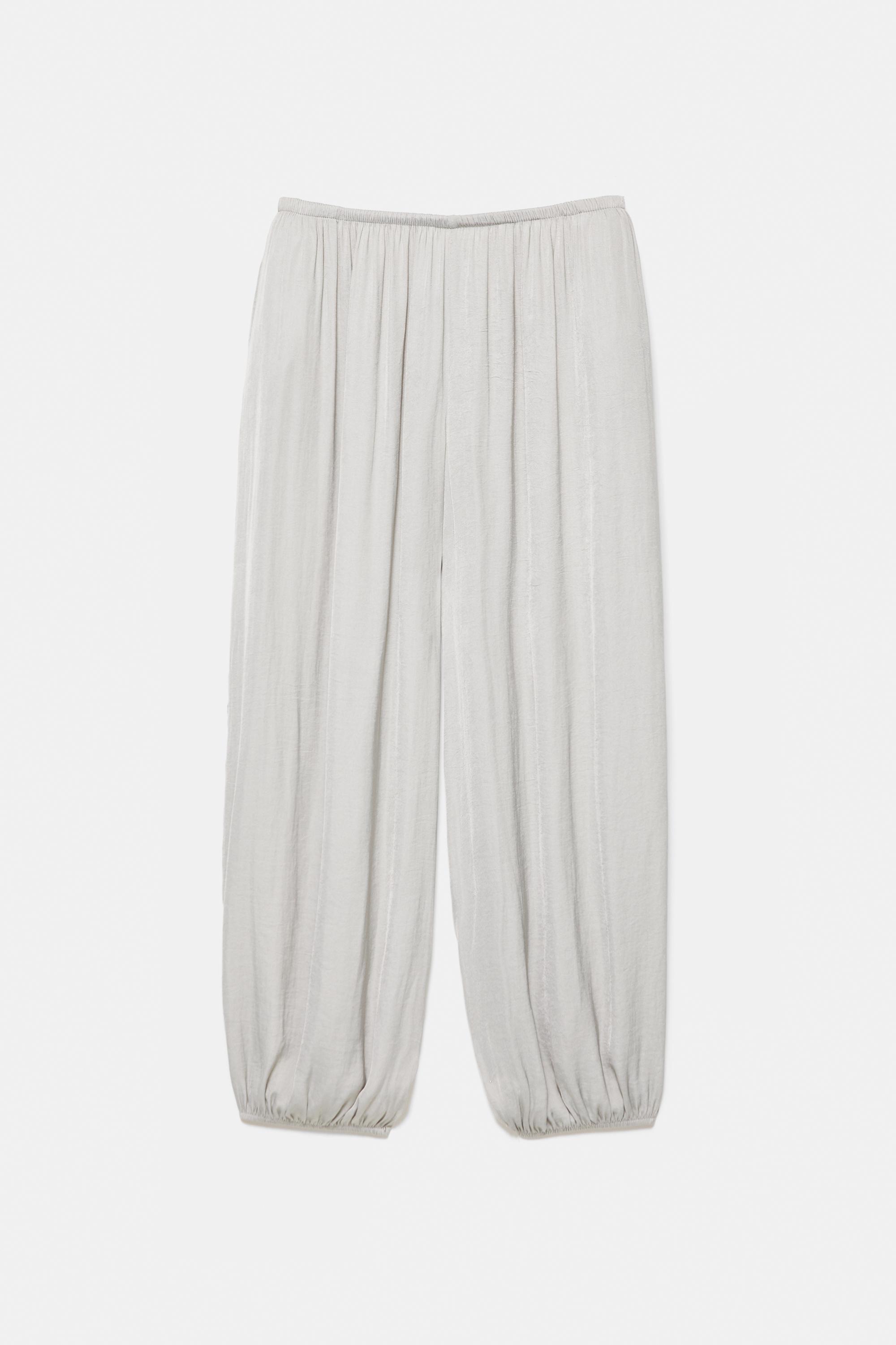 Satin sarouel trousers — Pale grey