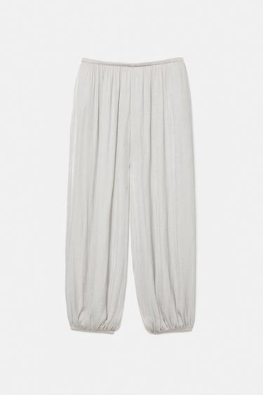 Satin sarouel trousers — Pale grey 4