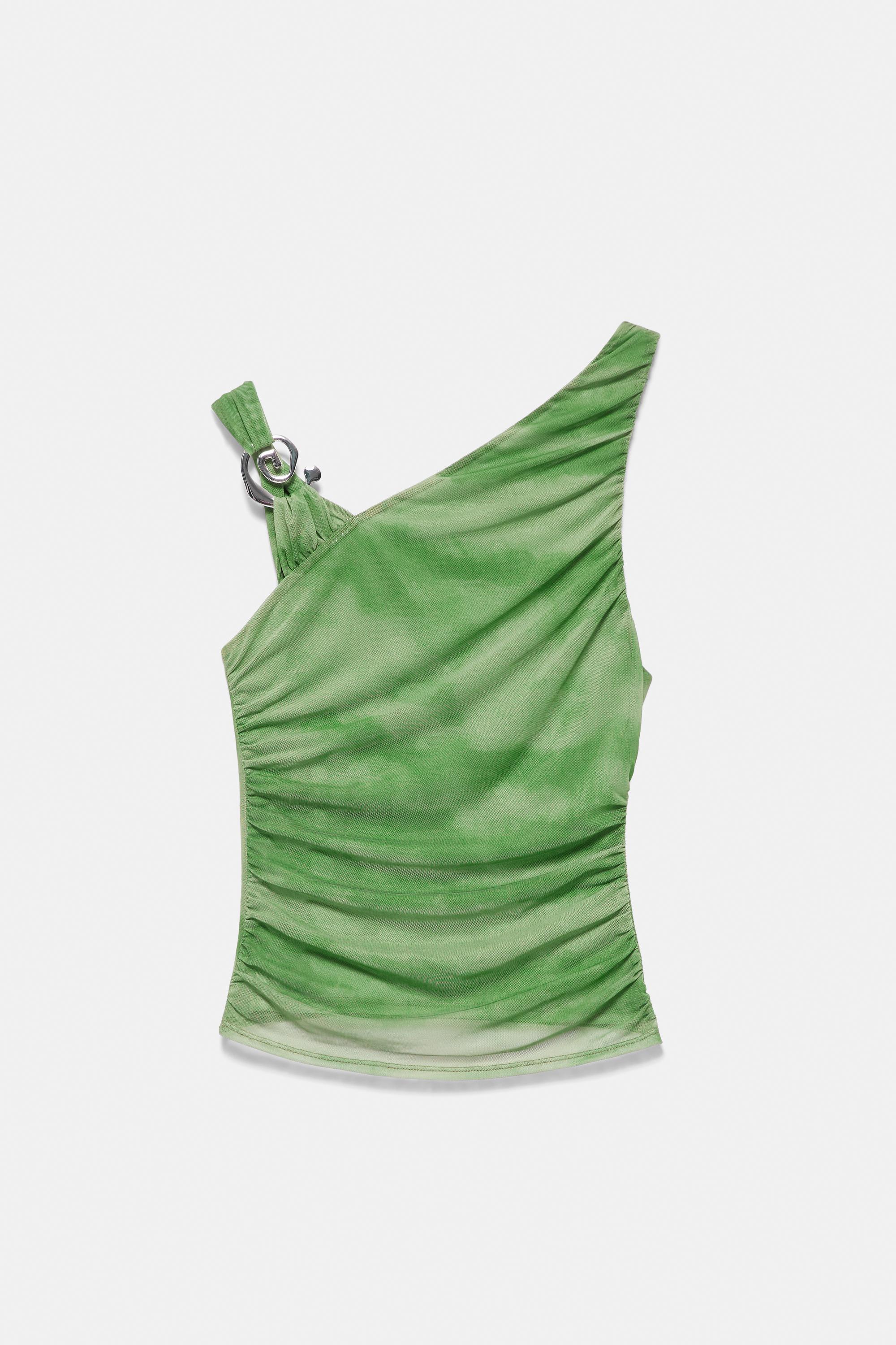 Draped asymmetric top — Green