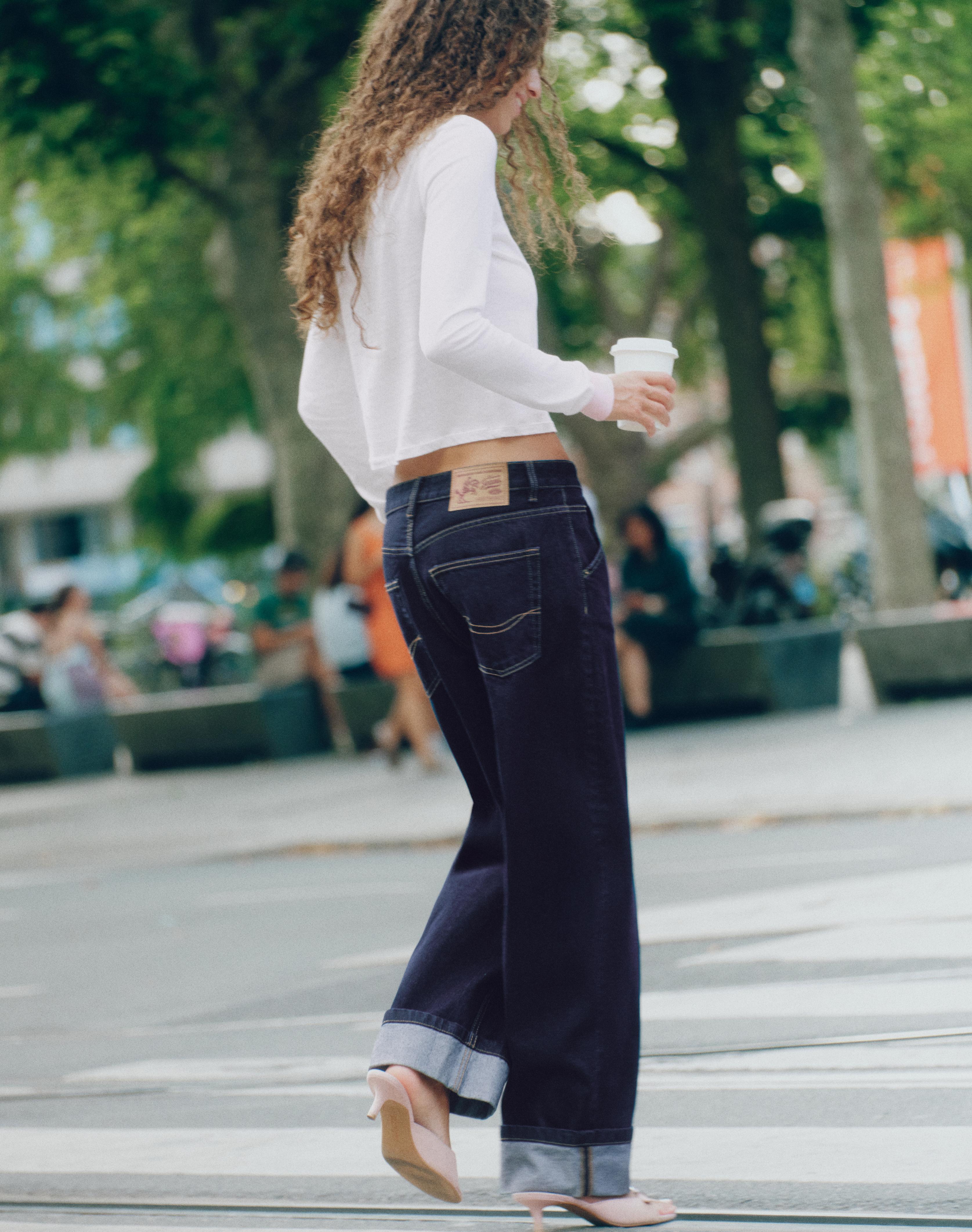 Turn-up hem jeans — Dark navy
