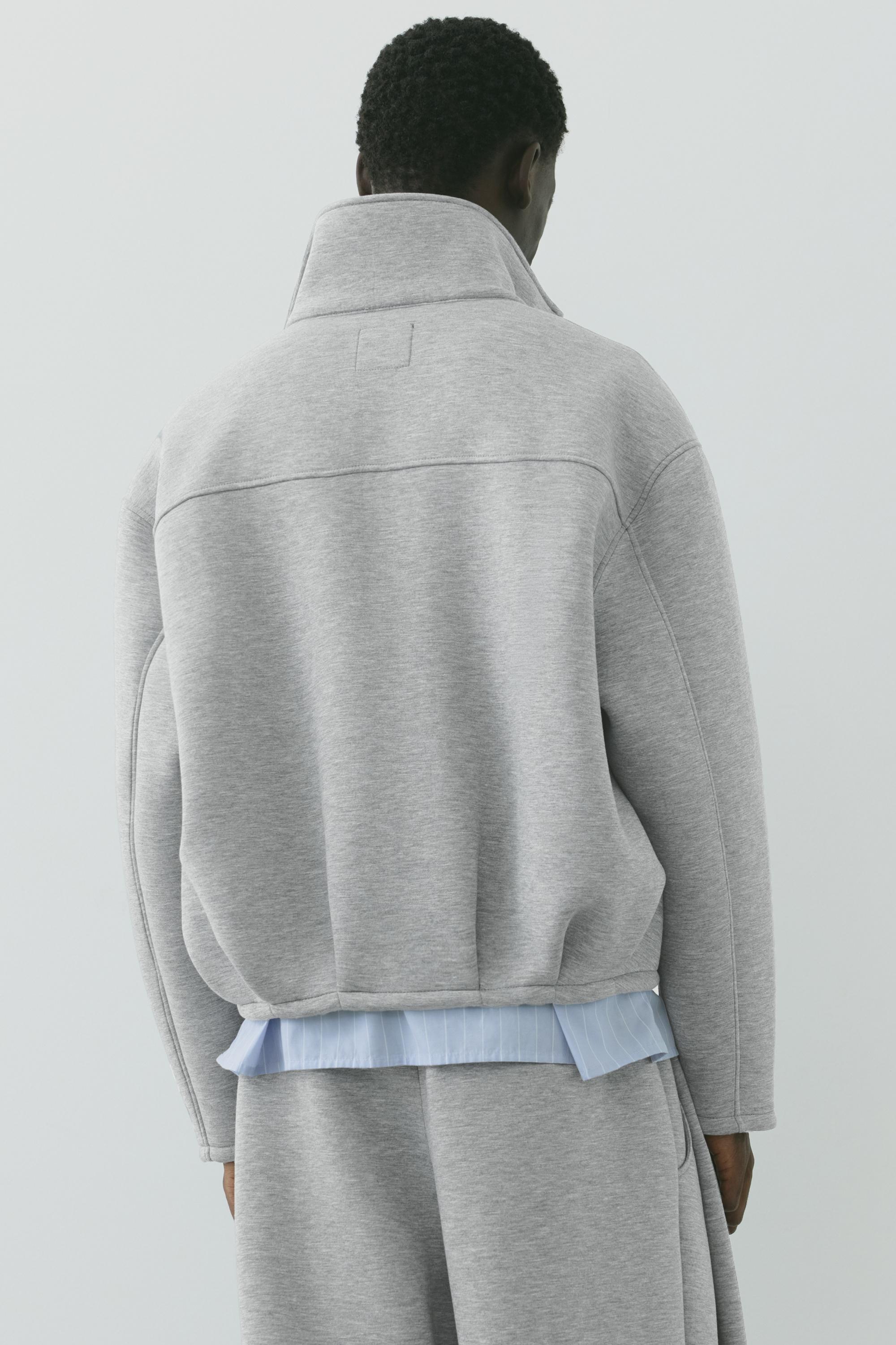 Neoprene-effect zip-up jacket — Grey marl