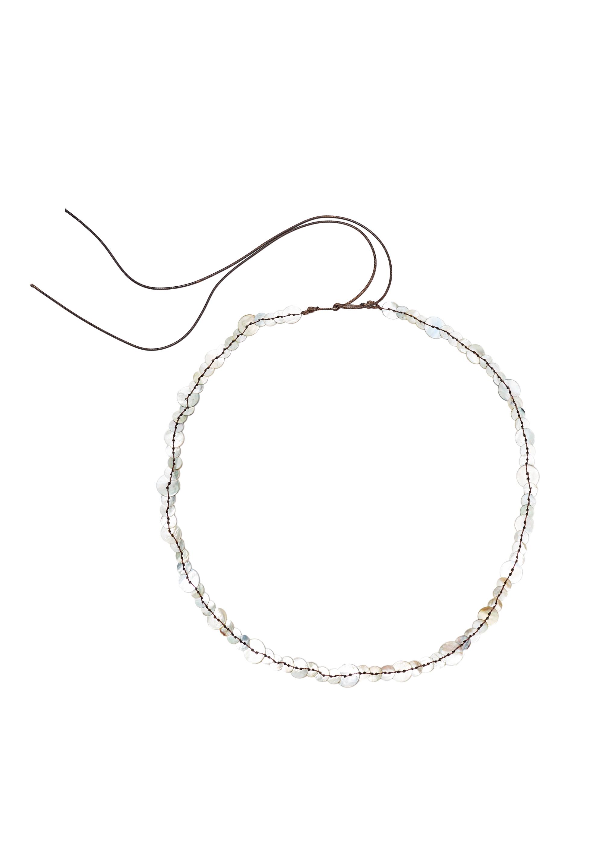 Mother-of-pearl-effect button belt — Ecru