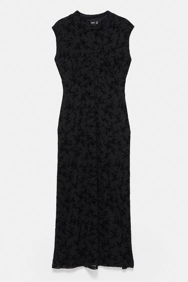 Stand collar midi dress with frog fastenings — Black 5