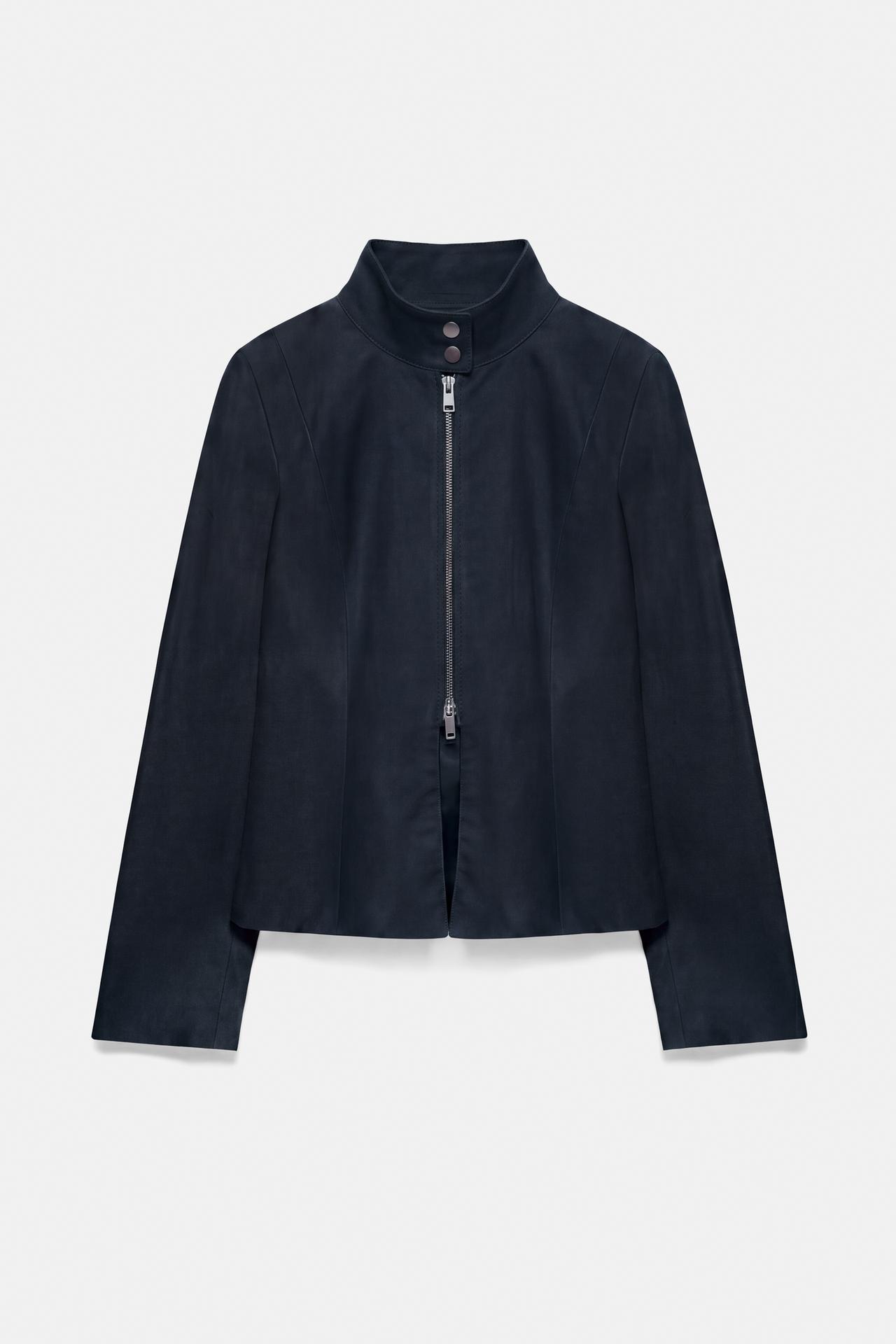 Fitted high neck jacket — Navy