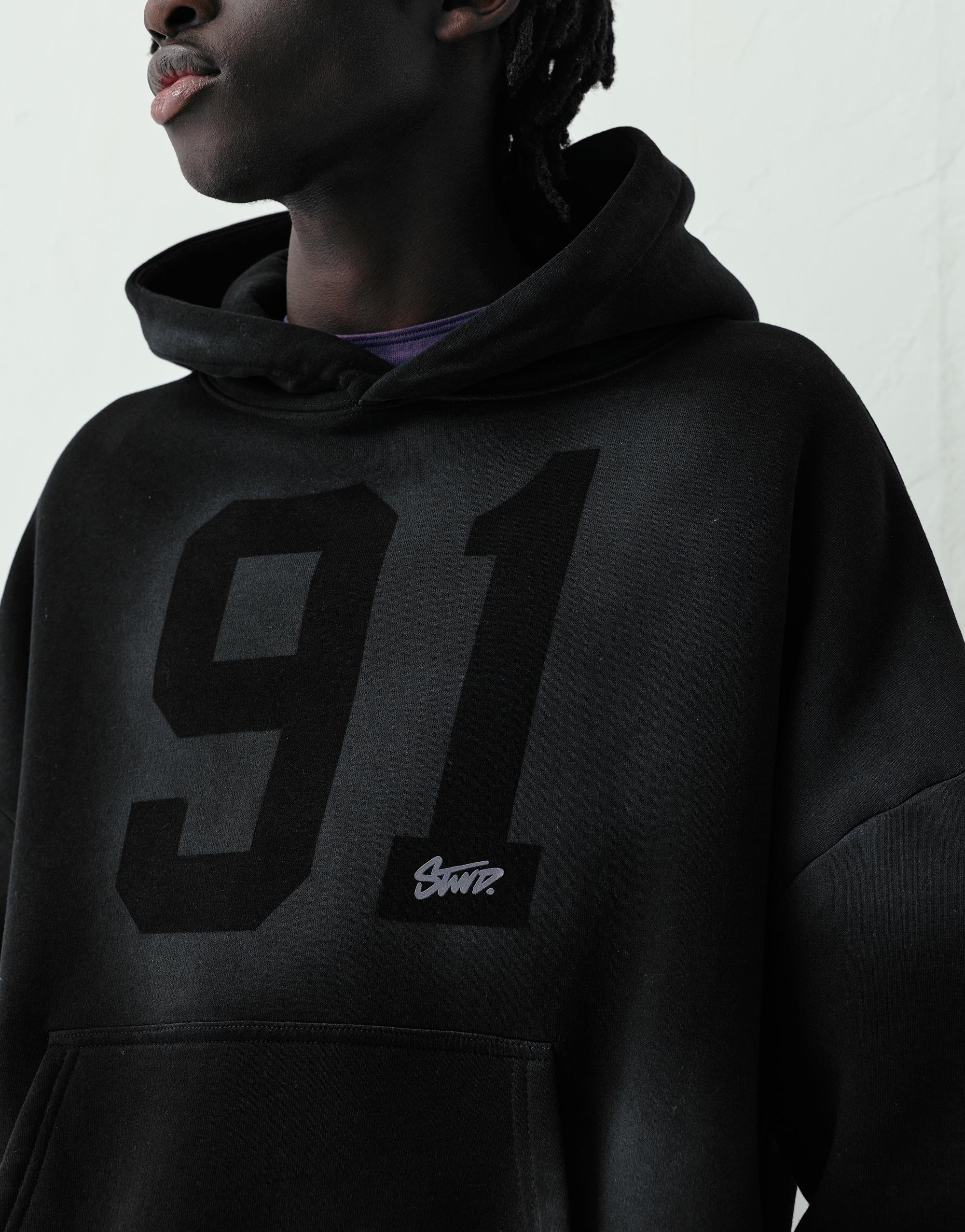 Siyah kapüşonlu sweatshirt STWD 91 - Görsel 10
