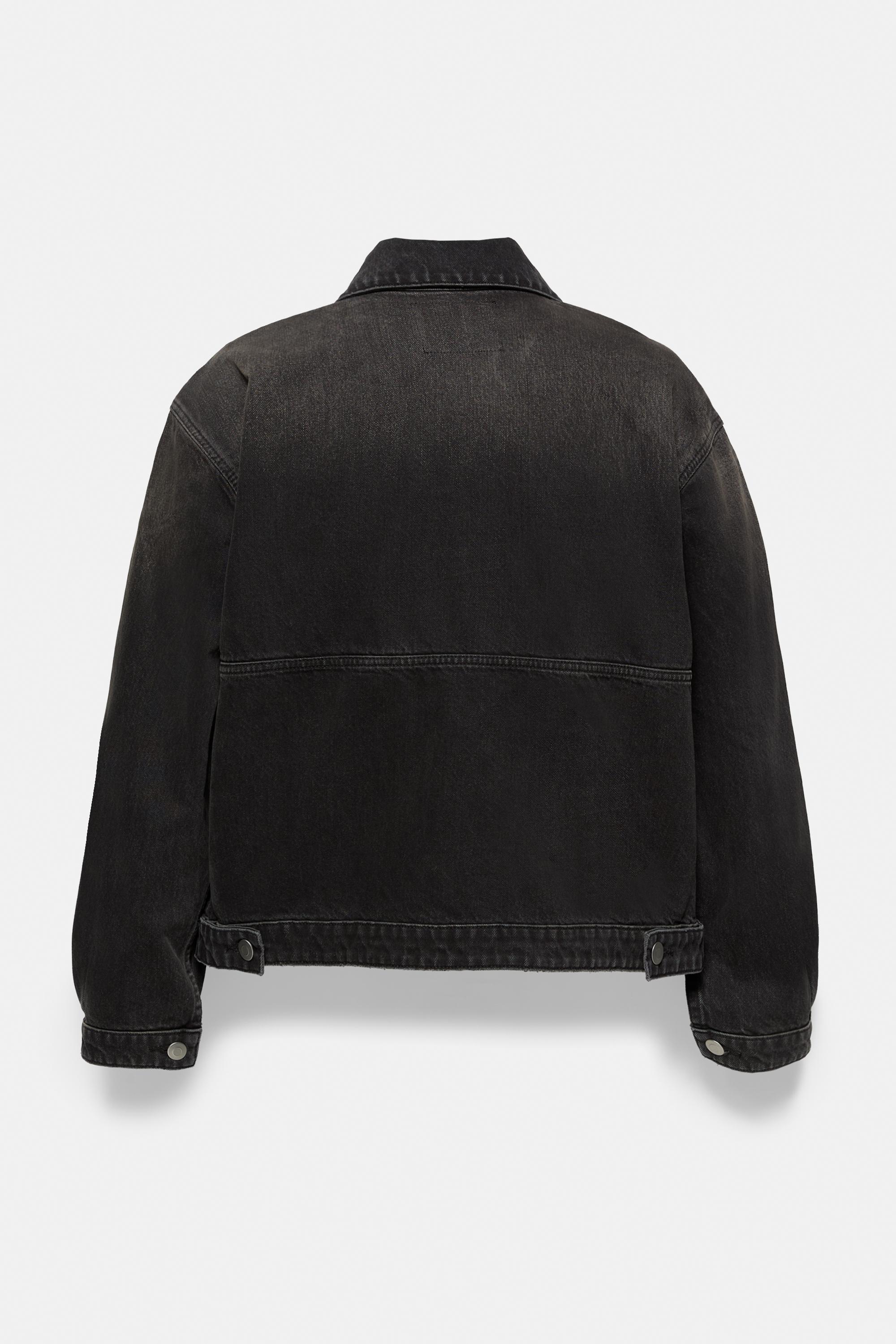 Denim jacket with pockets — Faded black