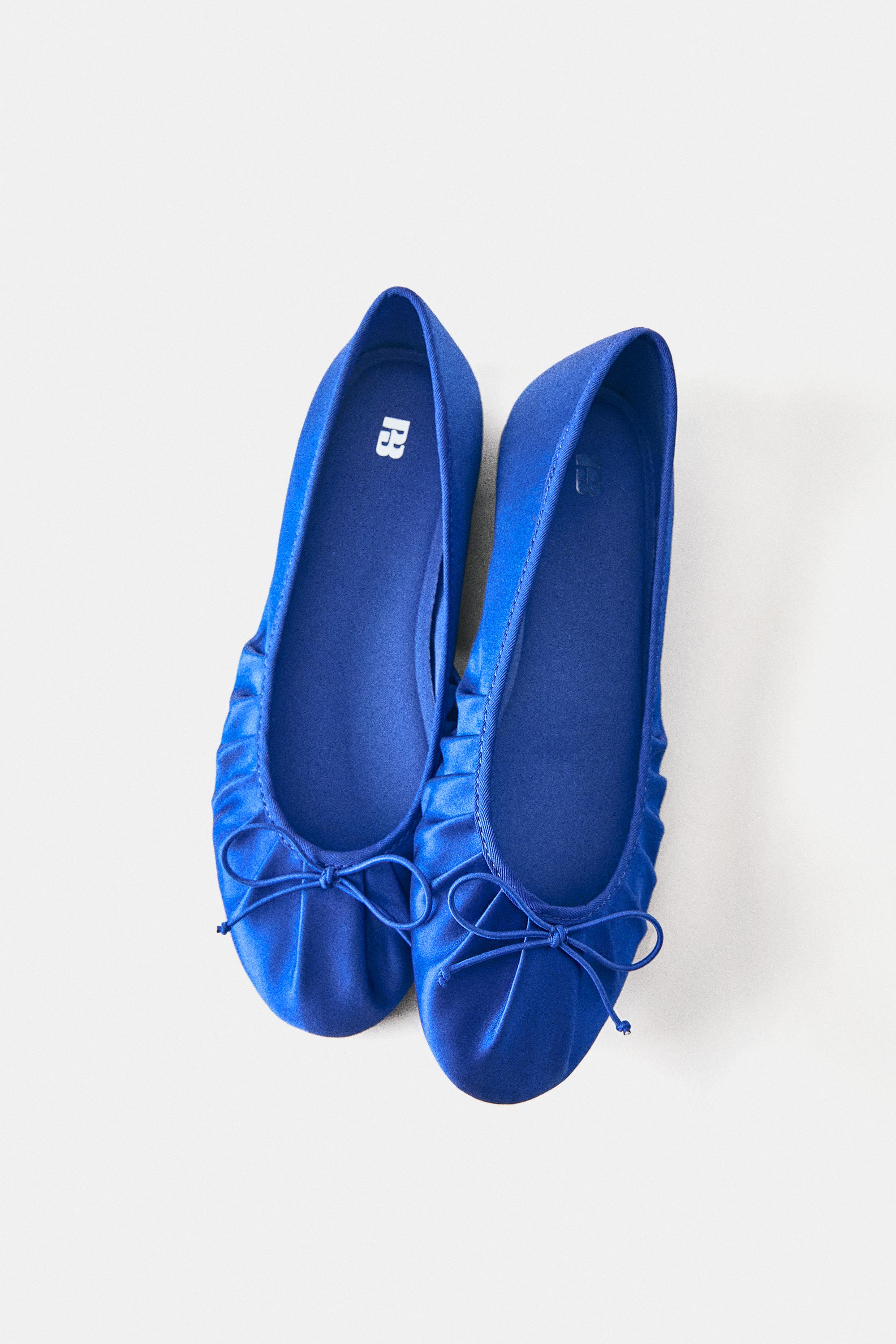 Gathered ballerina pumps — Blue