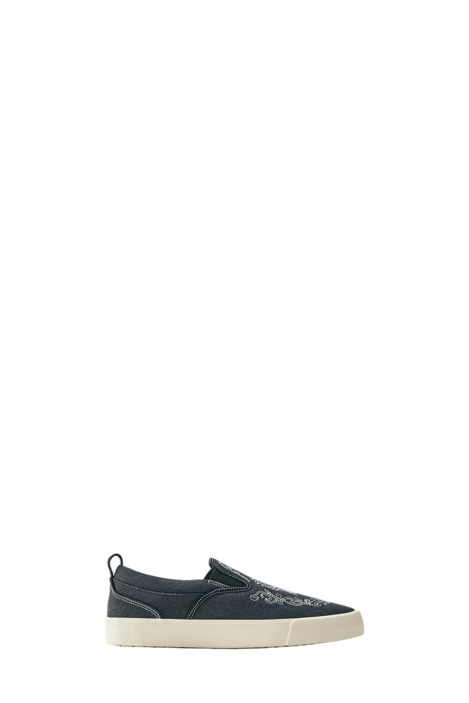 Embroidered canvas trainers — Black