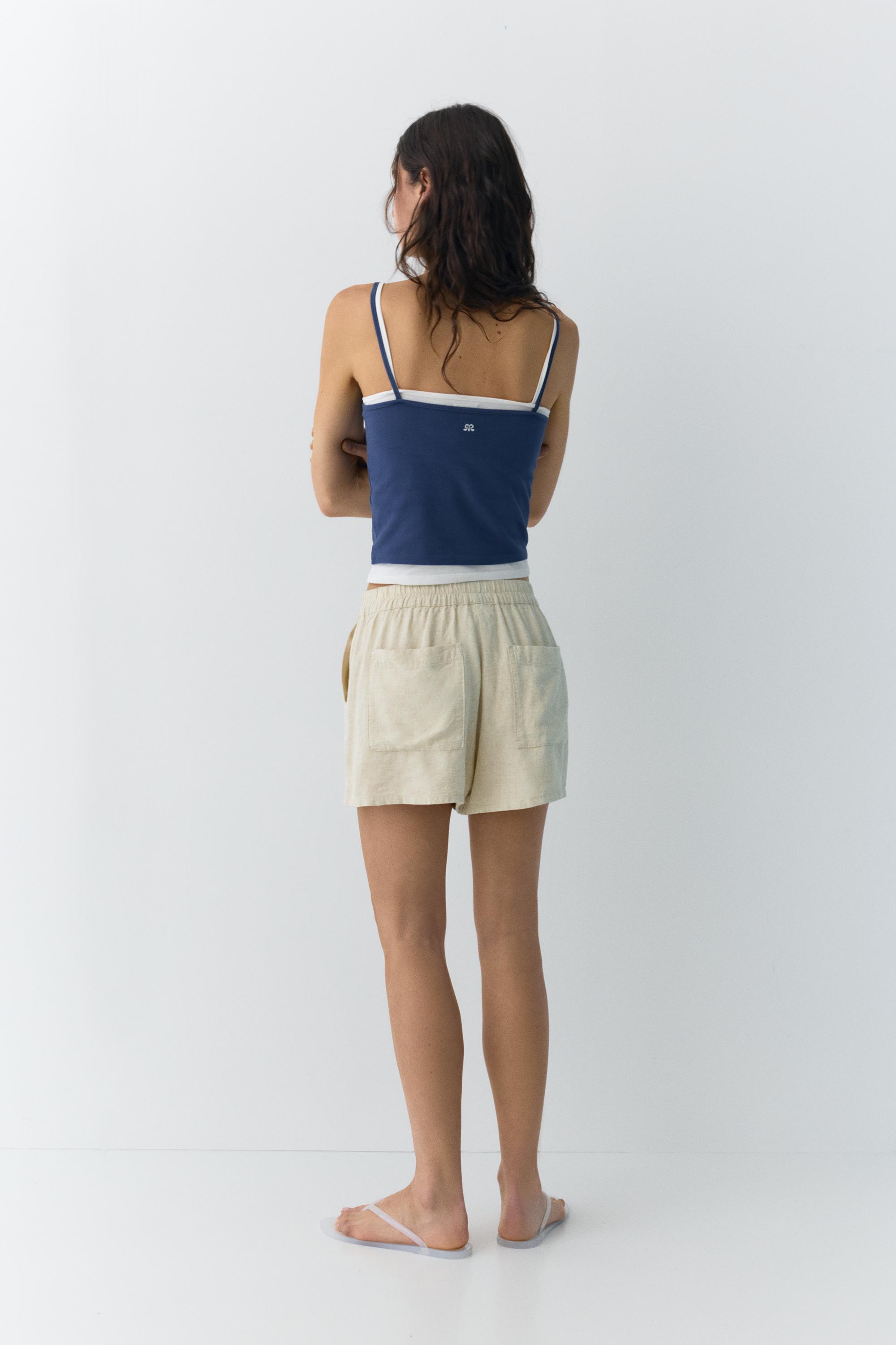 Ketenli şort - Görsel 6