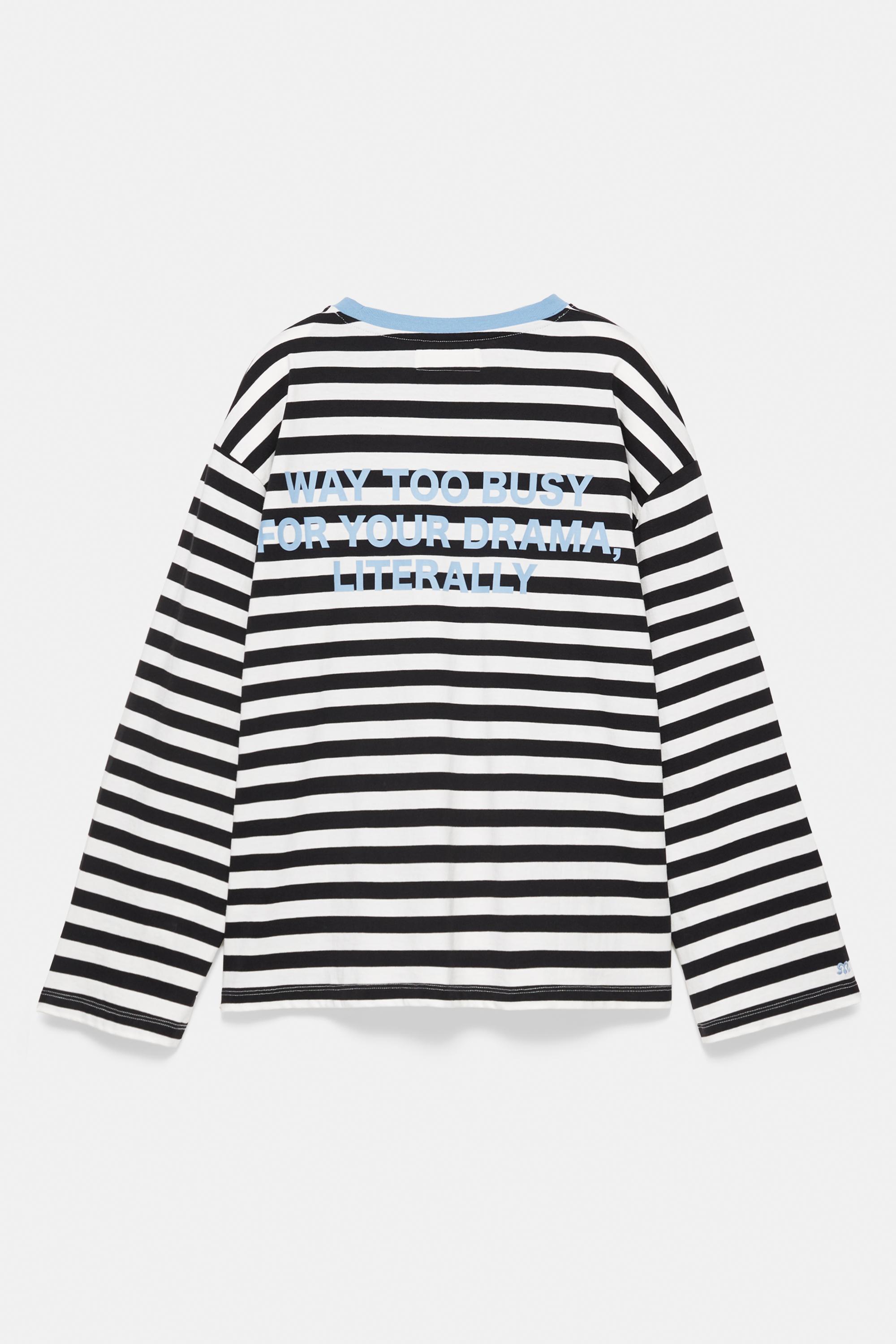 Oversize striped T-shirt — Black