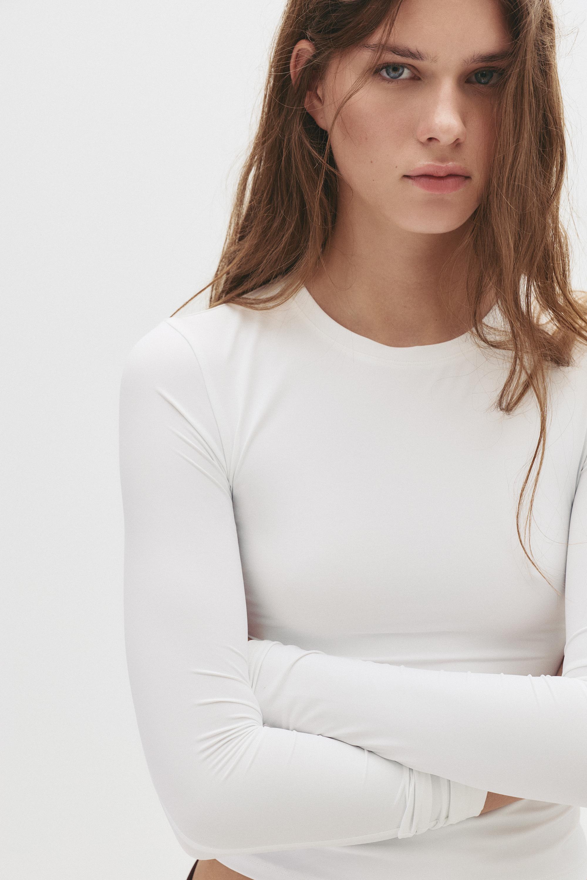 Fitted polyamide T-shirt — White