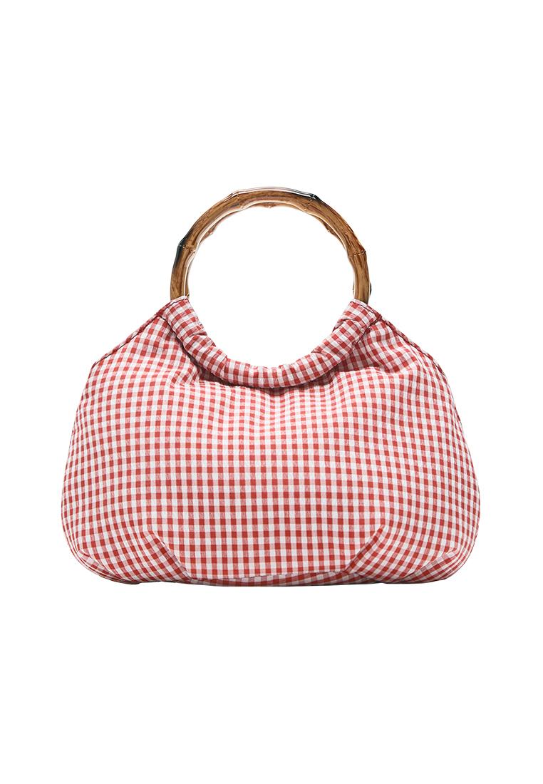 Gingham print handbag — Red