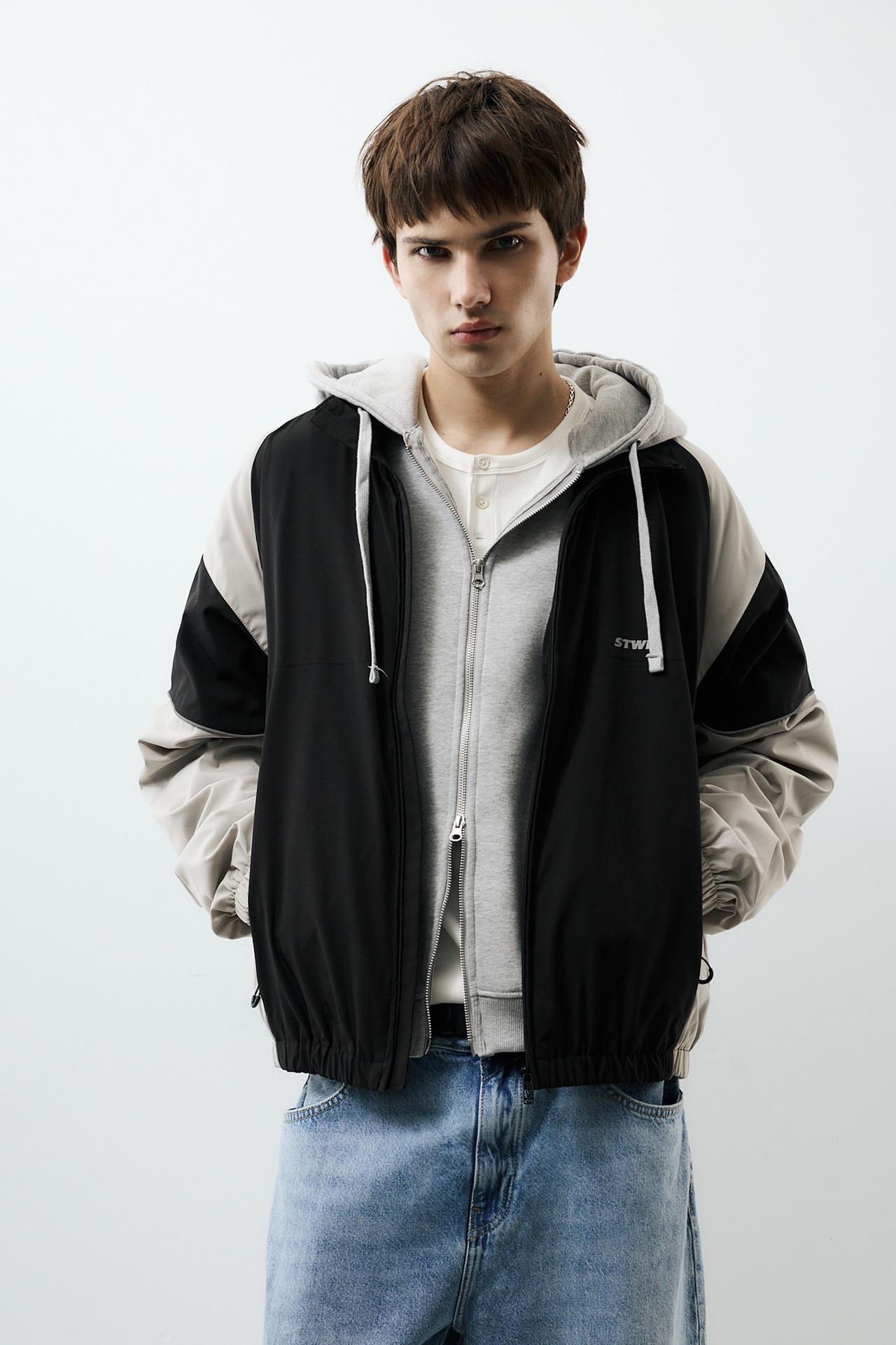 STWD panelled tracksuit jacket — Black