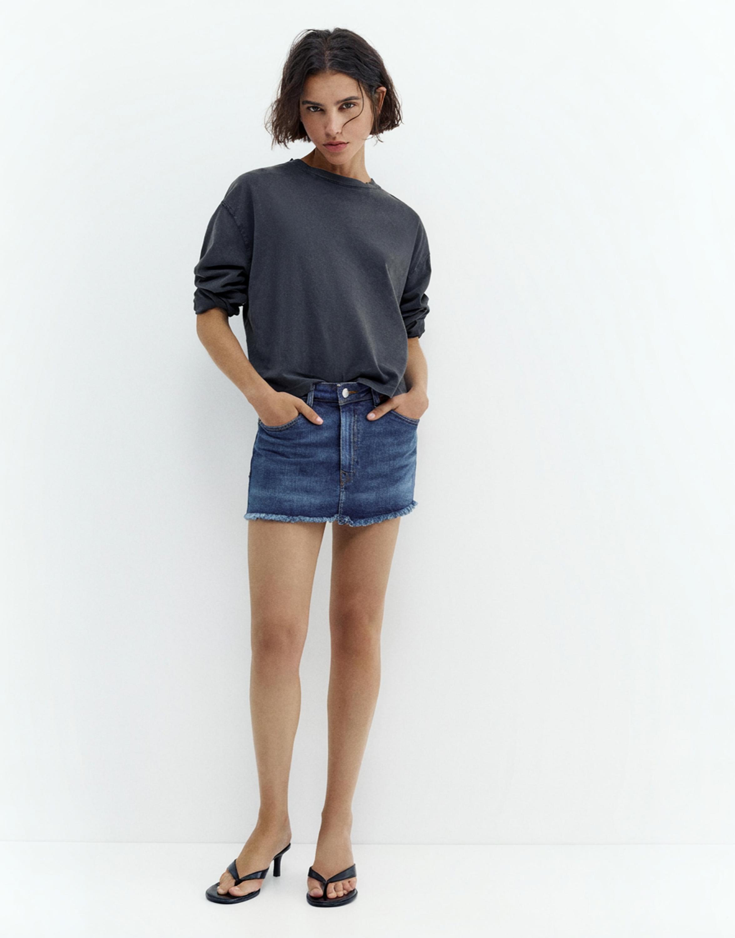 Denim skort — Dark blue