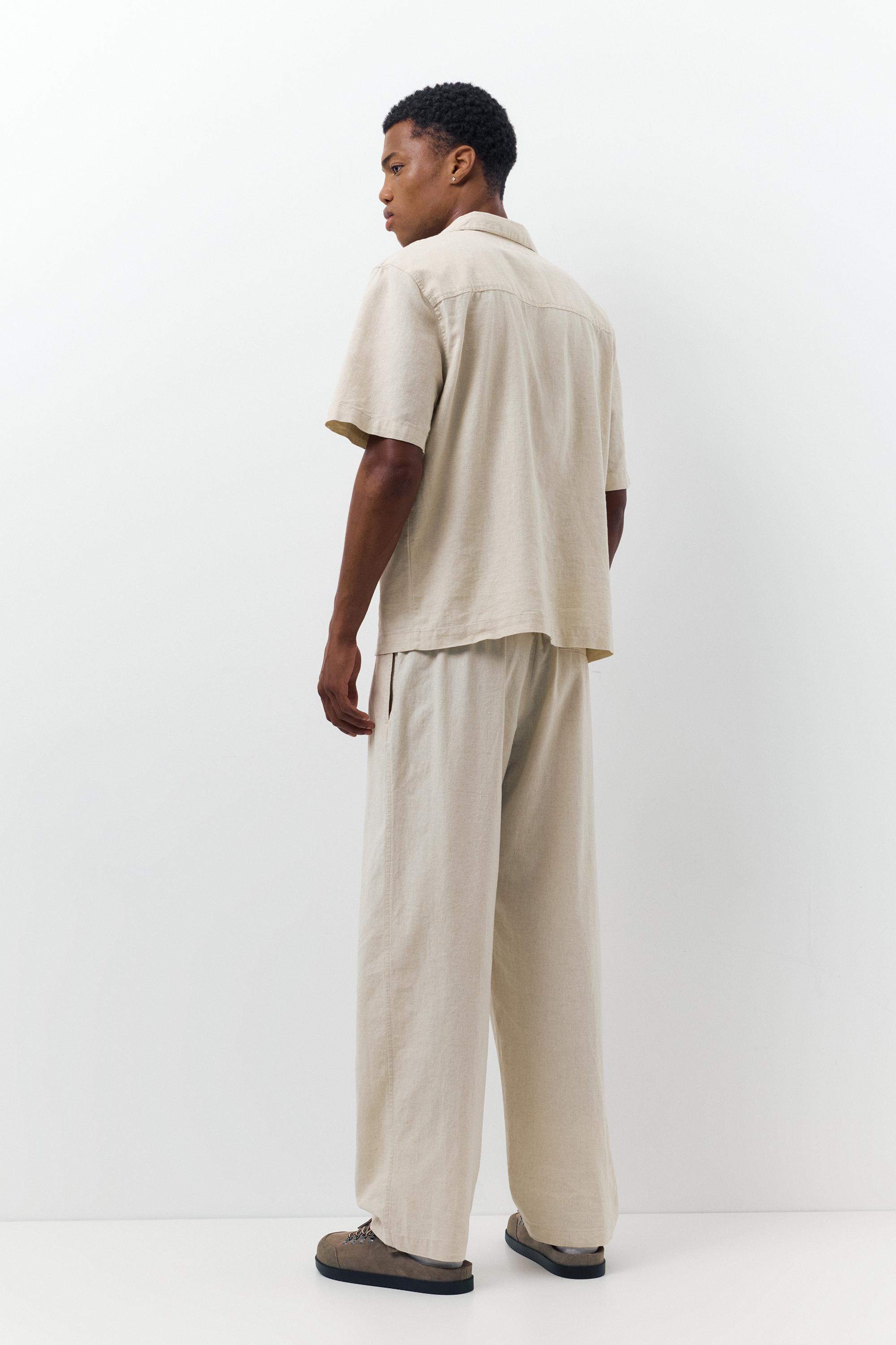 Linen blend jogger trousers — Beige