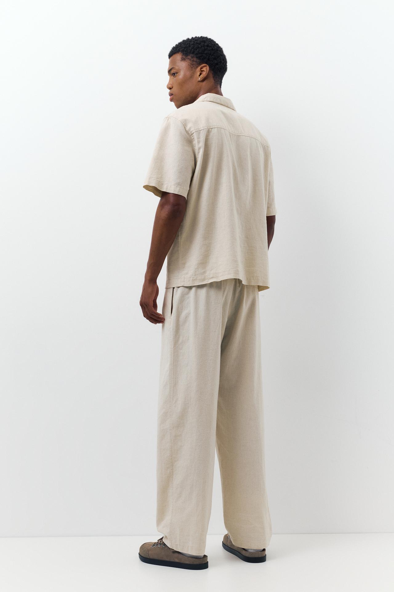 Linen blend jogger trousers — Beige