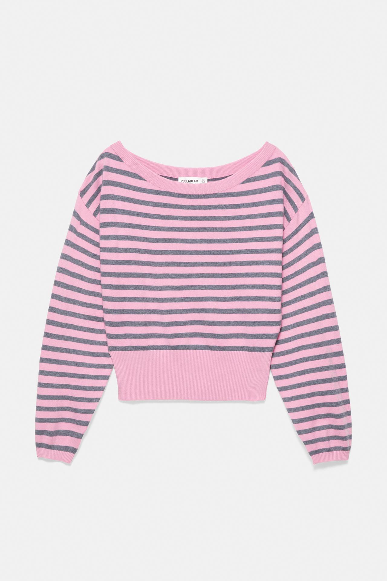 Asymmetric neck jumper — Pink