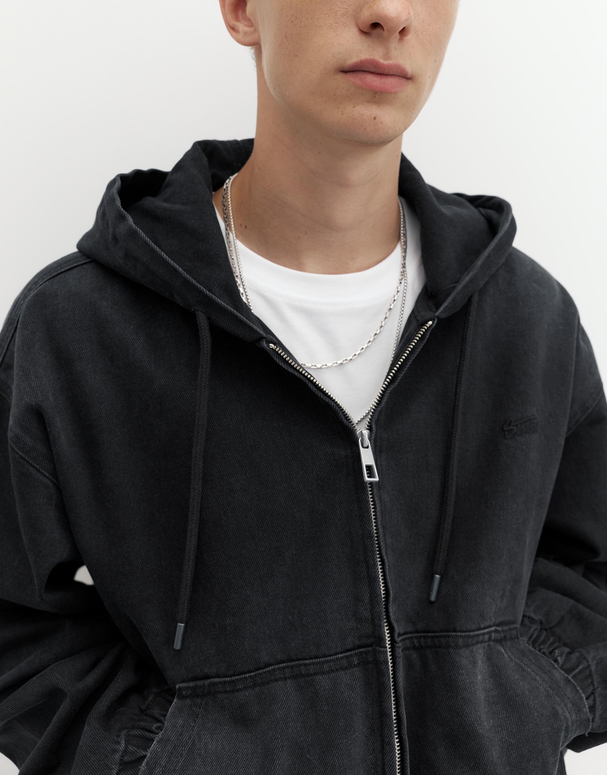 STWD zip-up hooded jacket — Faded black