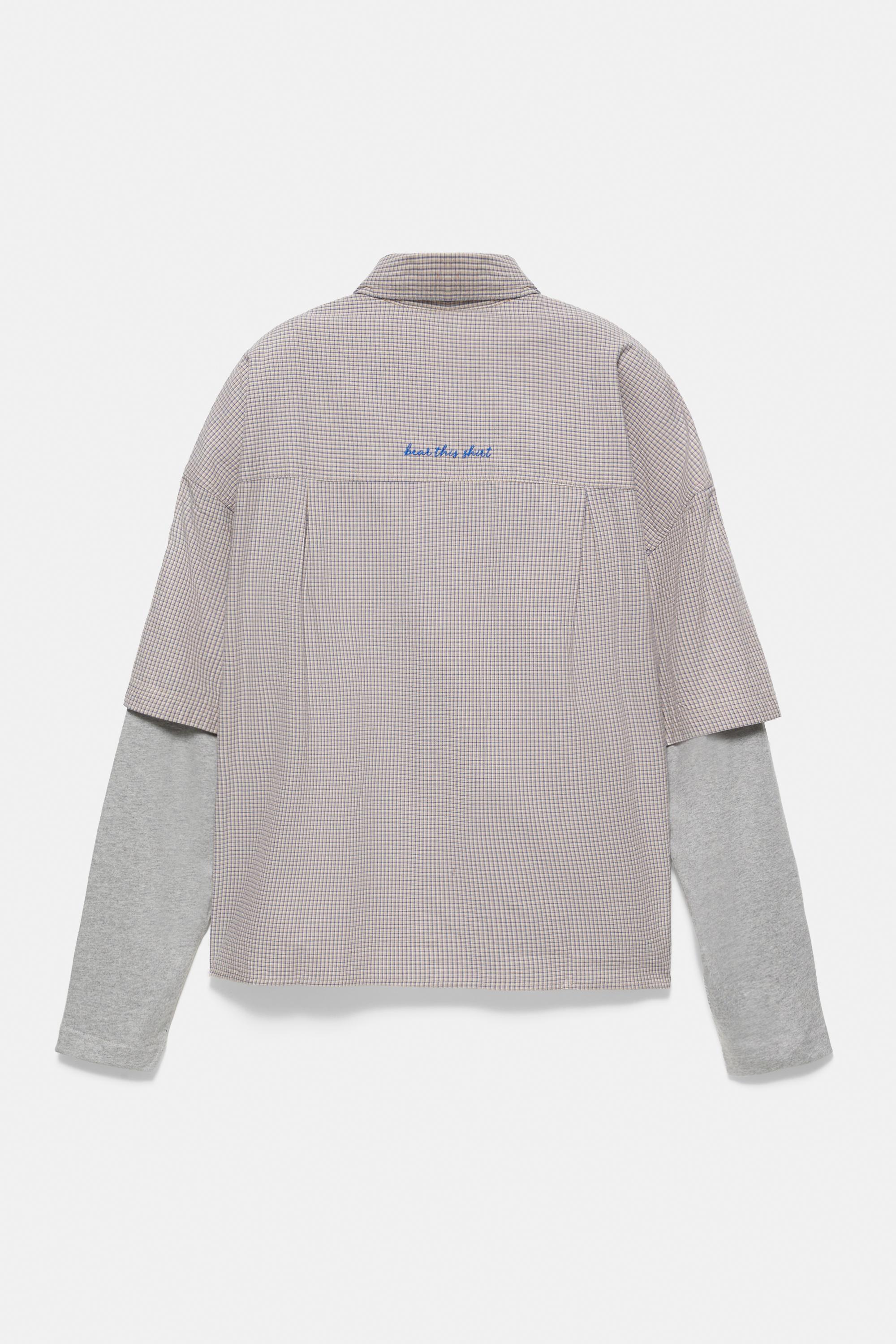 Double sleeve check shirt — Sand/Blue