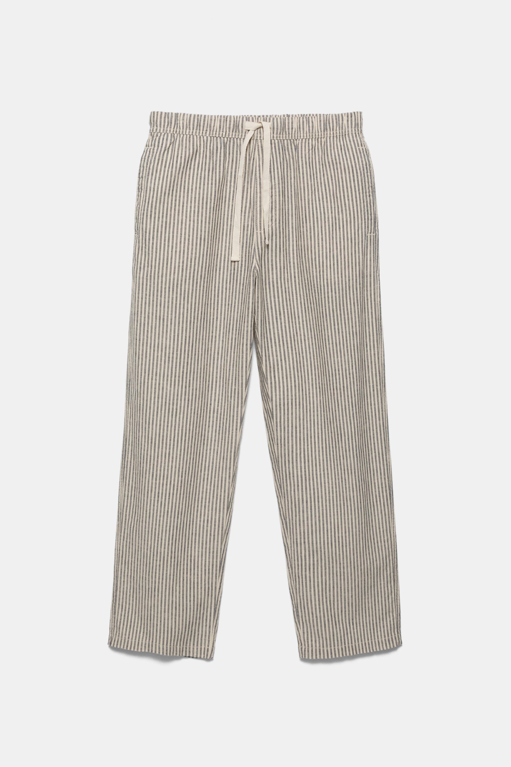 Rustik çizgili jogger pantolon - Görsel 2