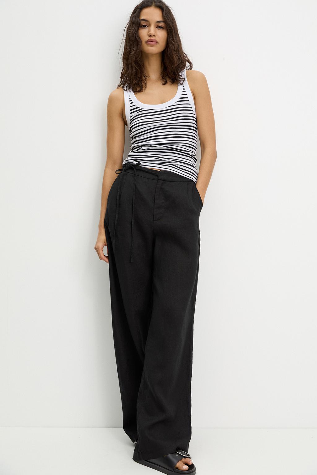 100% linen trousers PULL&BEAR - Main Image