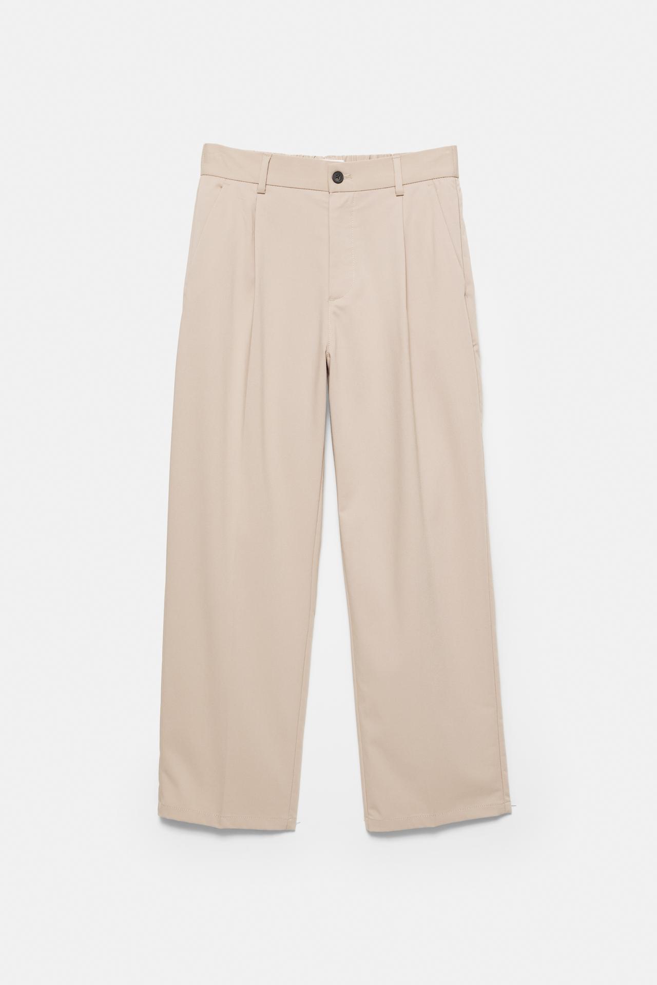 Wide-leg tailored trousers — Ecru