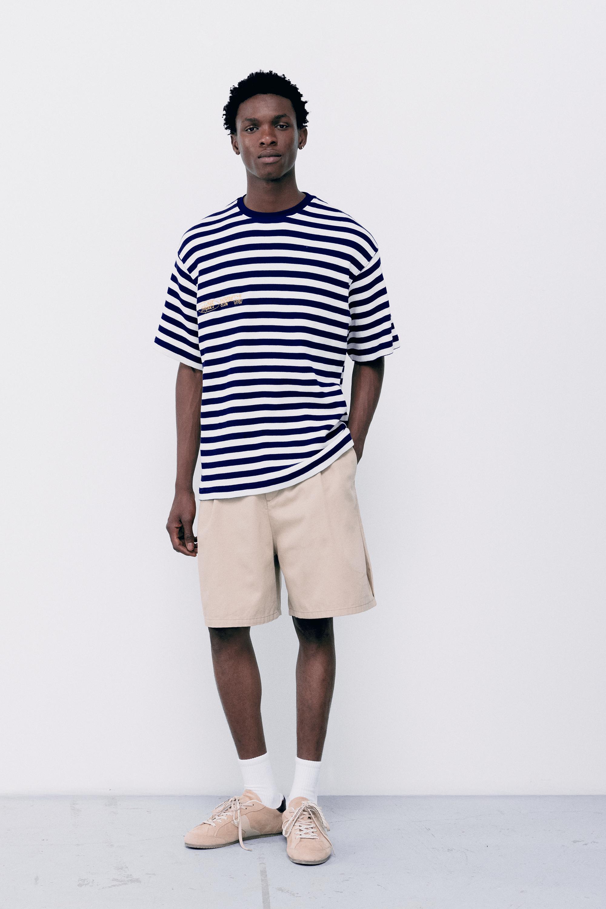 Regular fit striped T-shirt — Blue/White