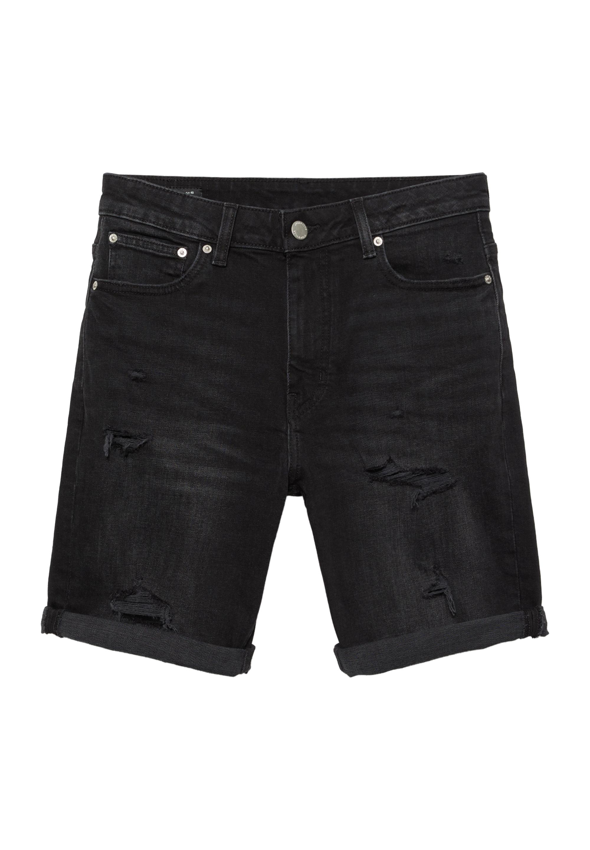 Ripped denim Bermuda shorts — Faded black
