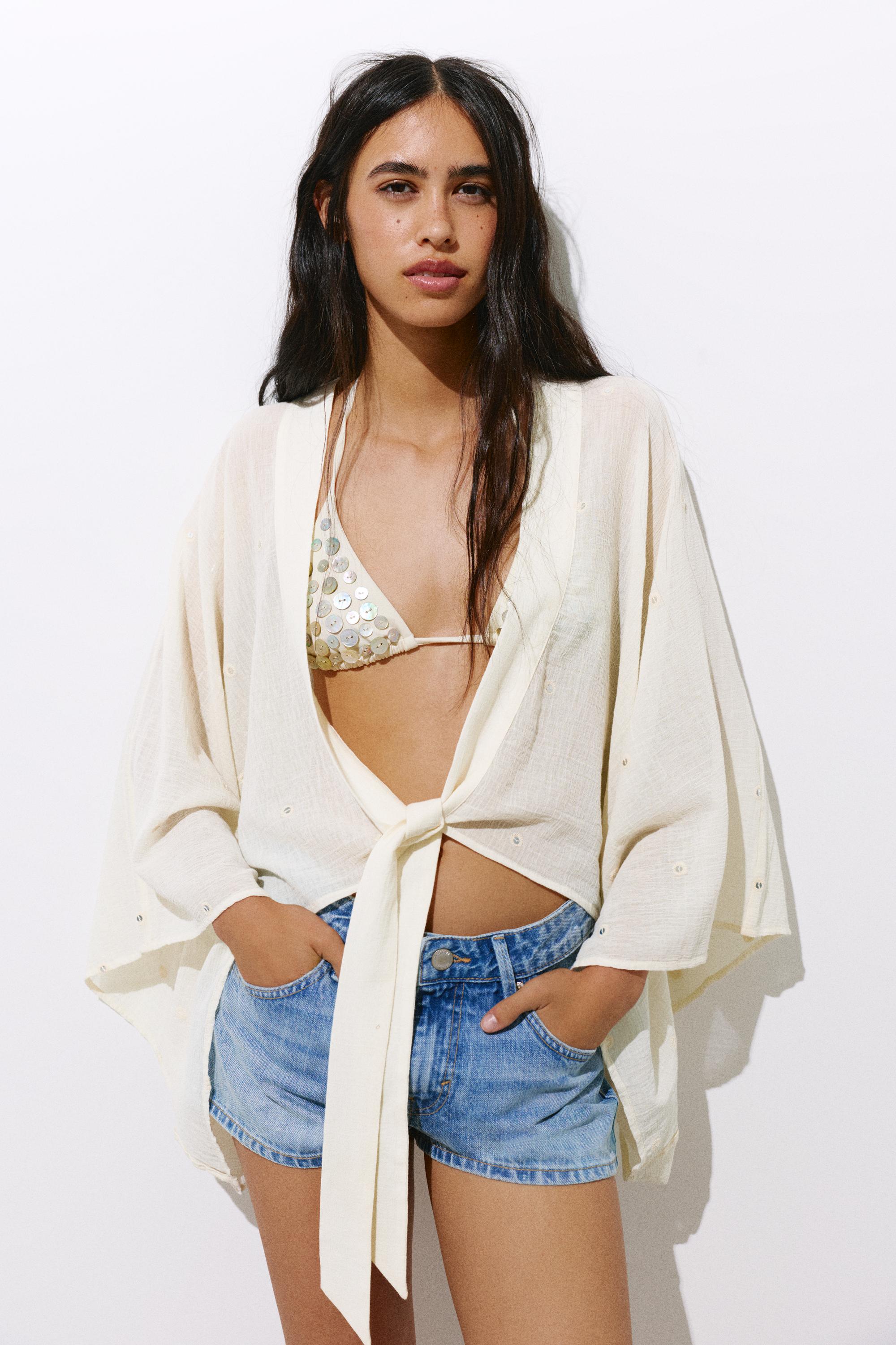 Mirror detail kimono — Beige