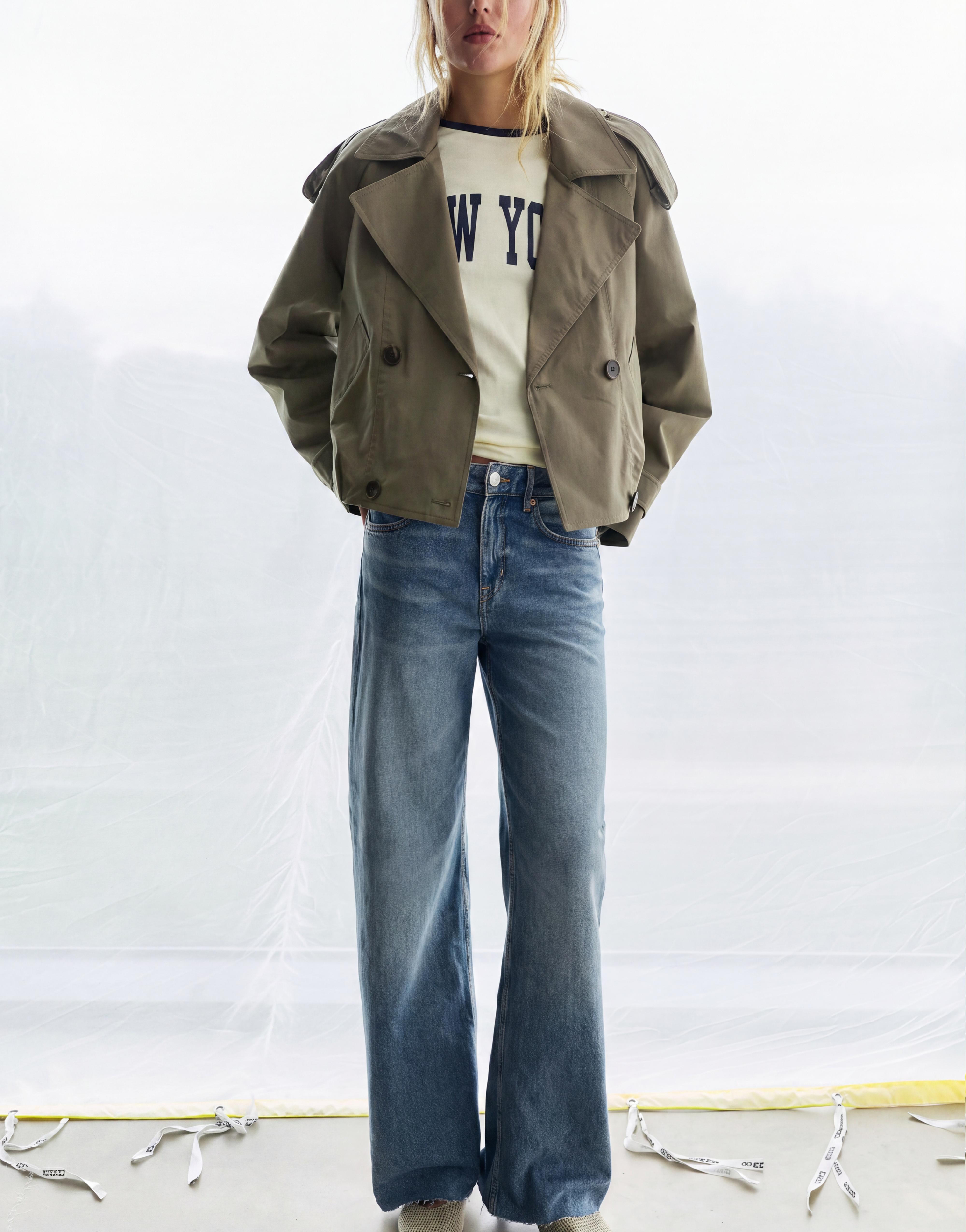 Balloon-fit short trench coat — Dark khaki