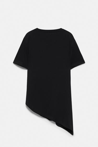 Asymmetric T-shirt with appliqué — Black 7
