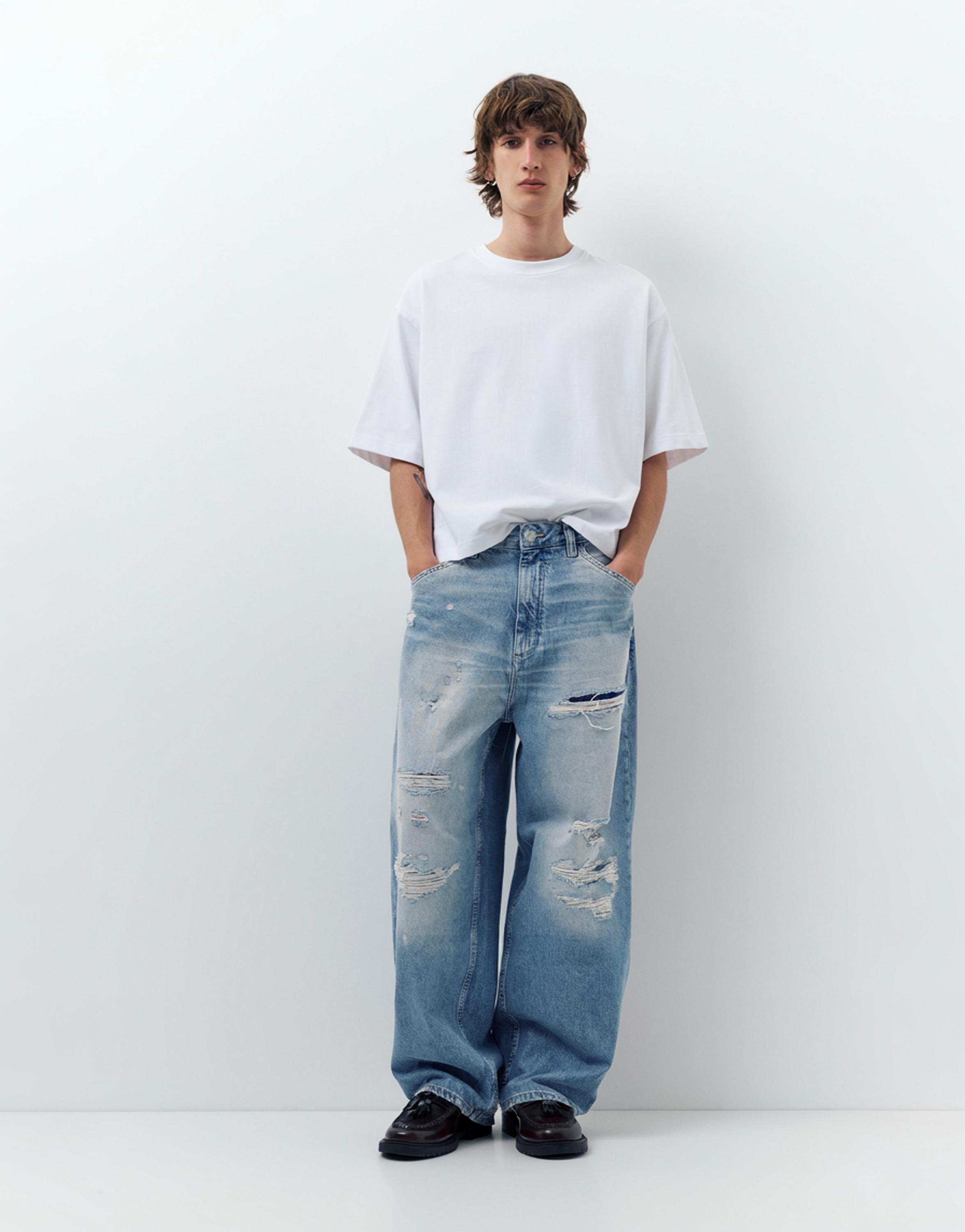 Distressed süper bol paça jean - Görsel 7