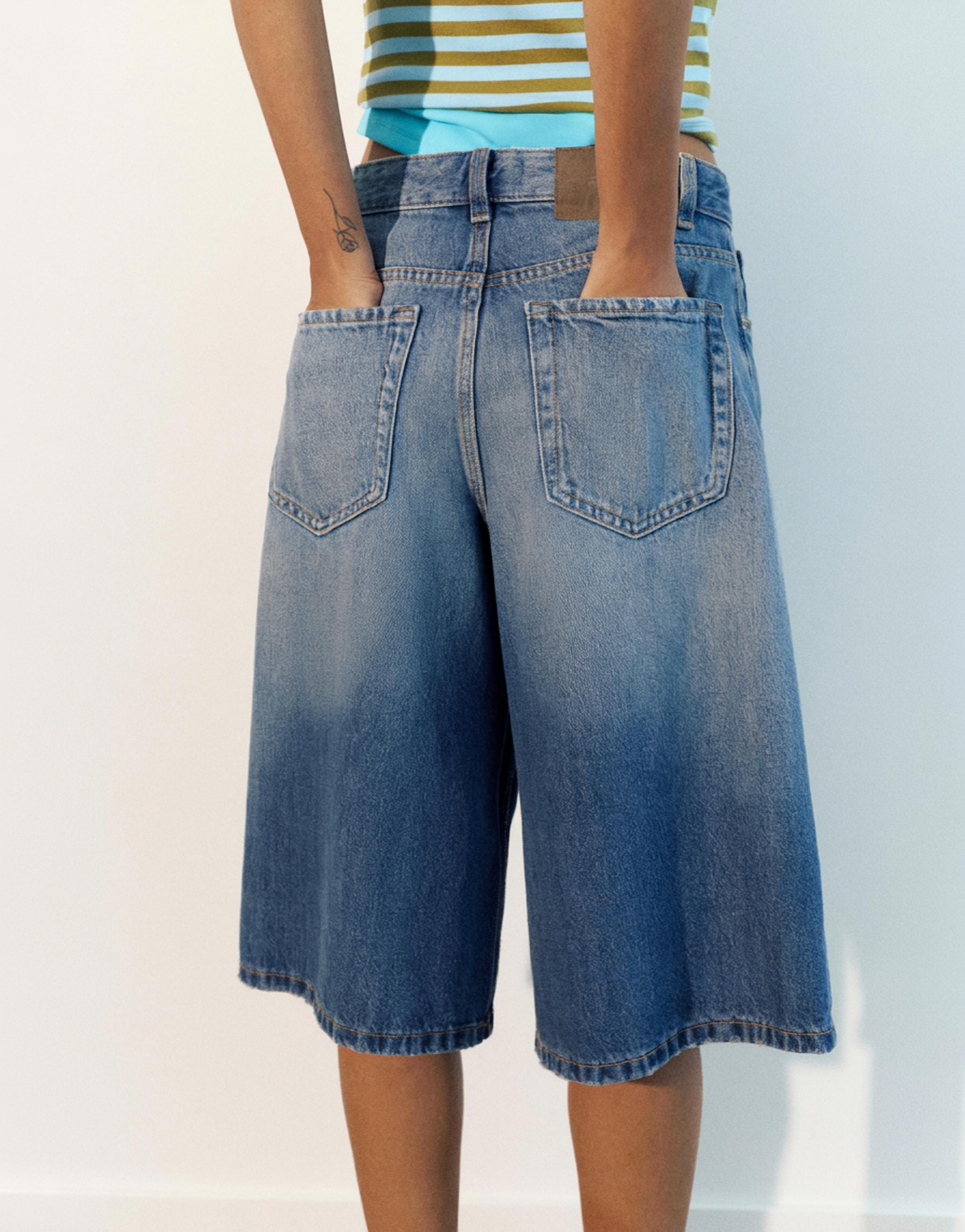 Low-rise denim jorts — Dark blue